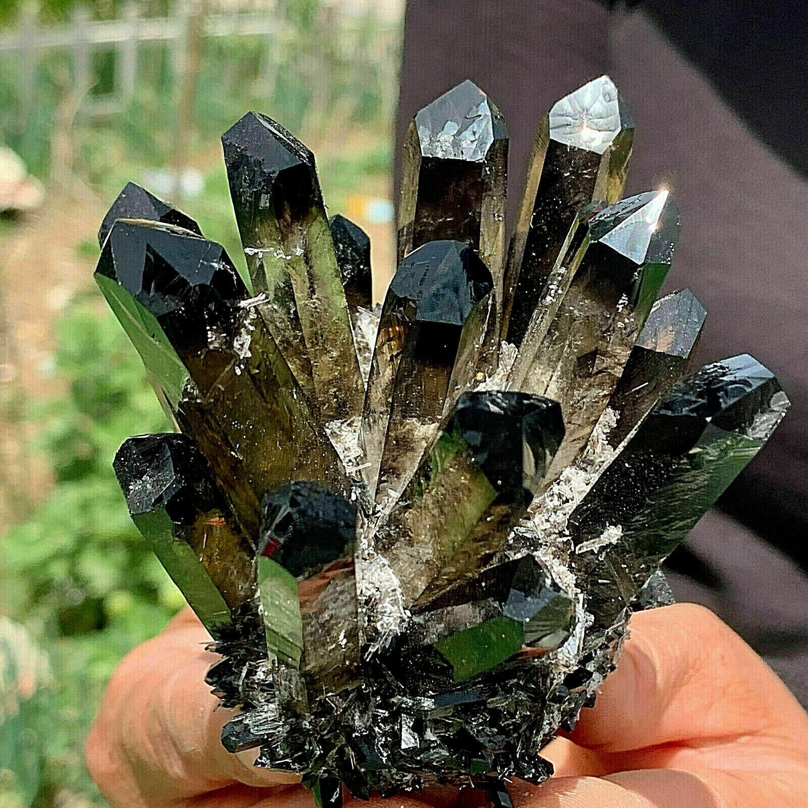 New Find black Phantom Quartz Crystal Cluster Mineral Specimen Healing 400g+ 1pc