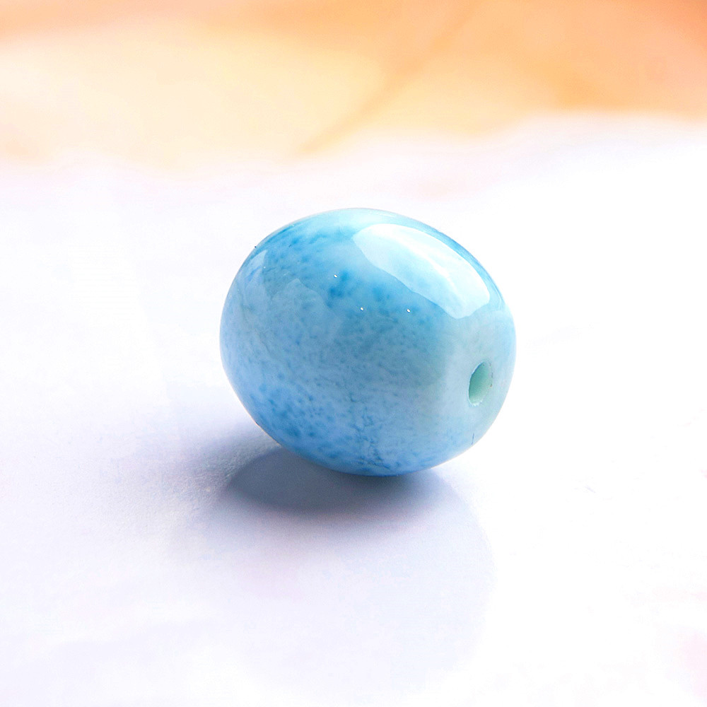 Genuine Natural Blue Larimar Water Pattern Barrel Pendant Adult Collector’s Item