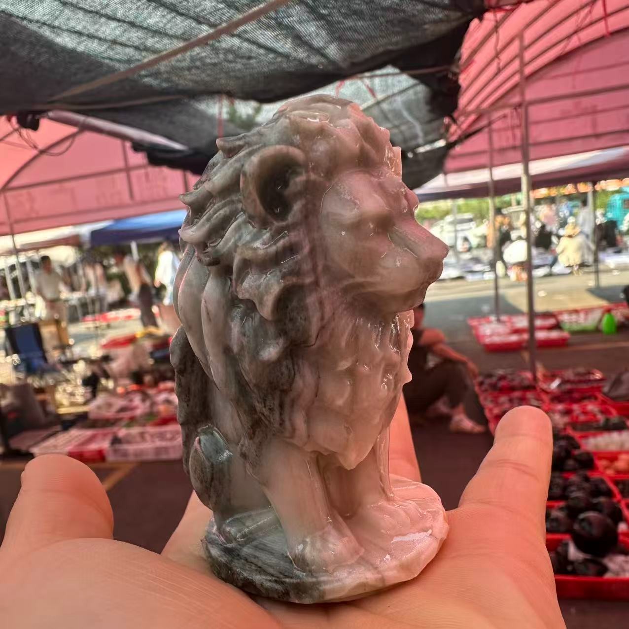 1pc Natural Jade Quartz Carved Lion Skull Crystal Reiki Healing Decor