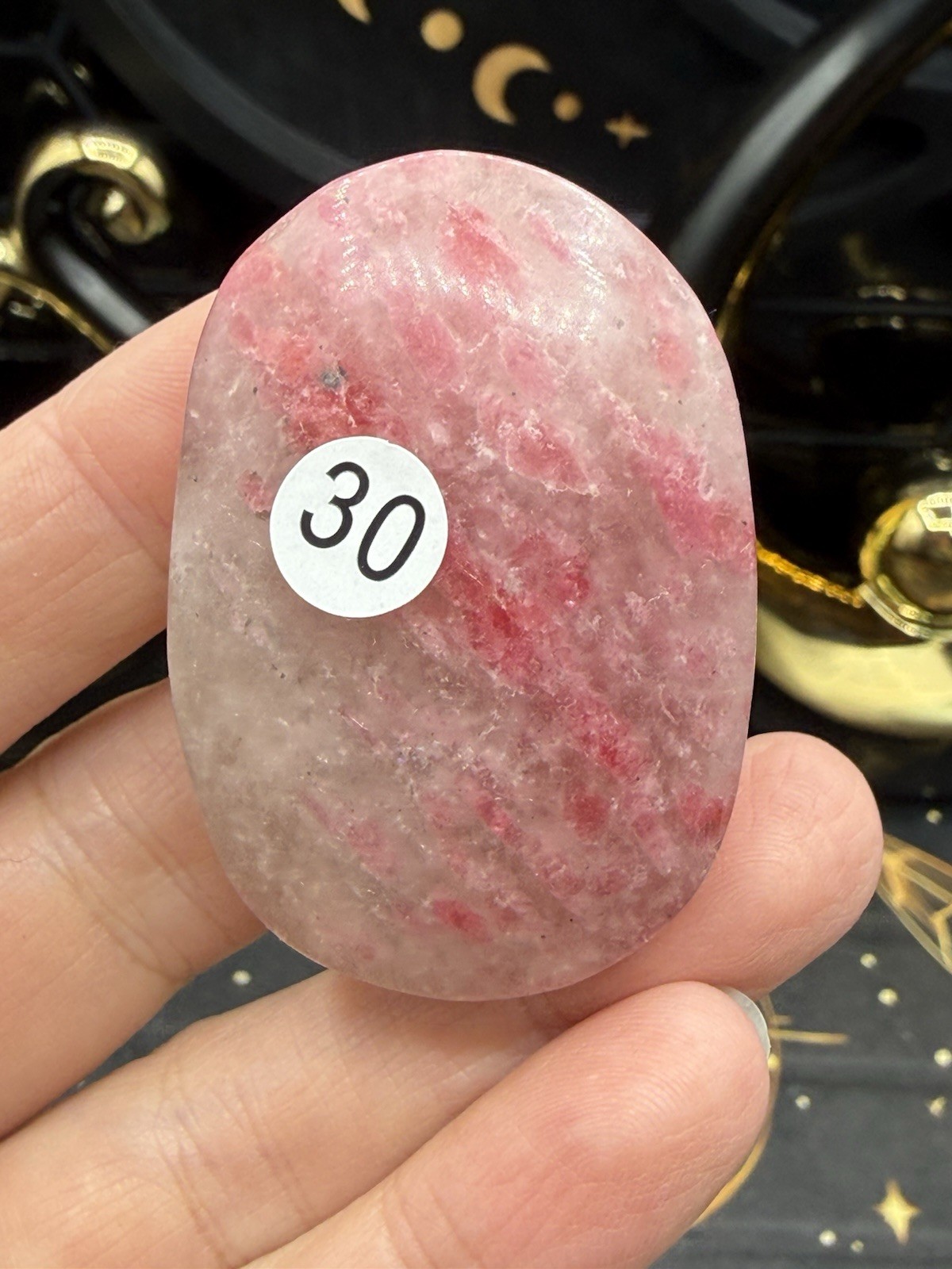Natural Rhodonite in Quartz small Palm stones Free shipping