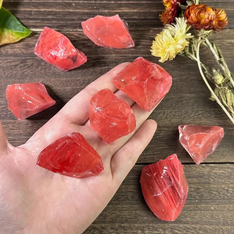 3Pcs Raw Large Cherry Quartz Rough Crystal Reiki Mineral Rocks Chunks Specimens