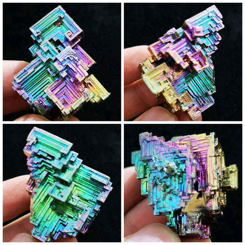 Natural Aura Rainbow Titanium Bismuth Quartz Crystal Stone Specimens Healing