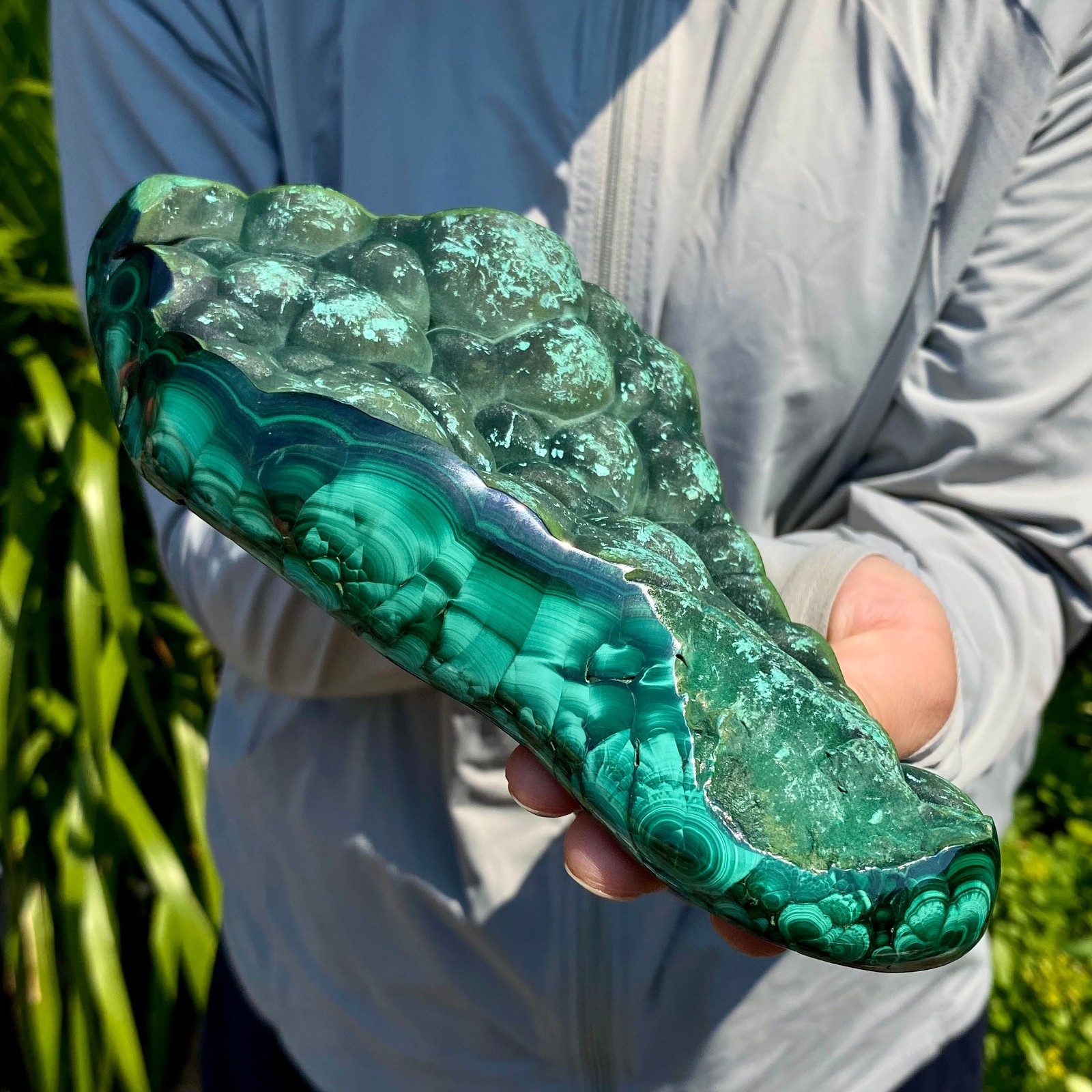 2.2LB Natural glossy Malachite transparent cluster rough mineral sample