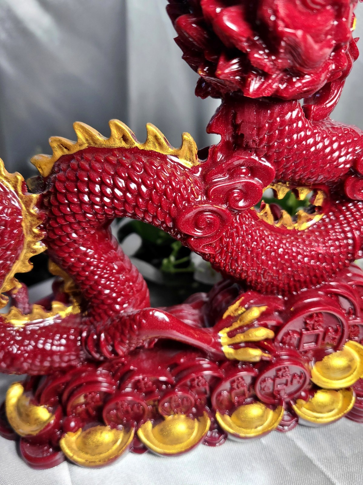 XL 9″ 2.4 lbs Genuine Cinnabar Stone Full Body Chinese Dragon Crystal Carving