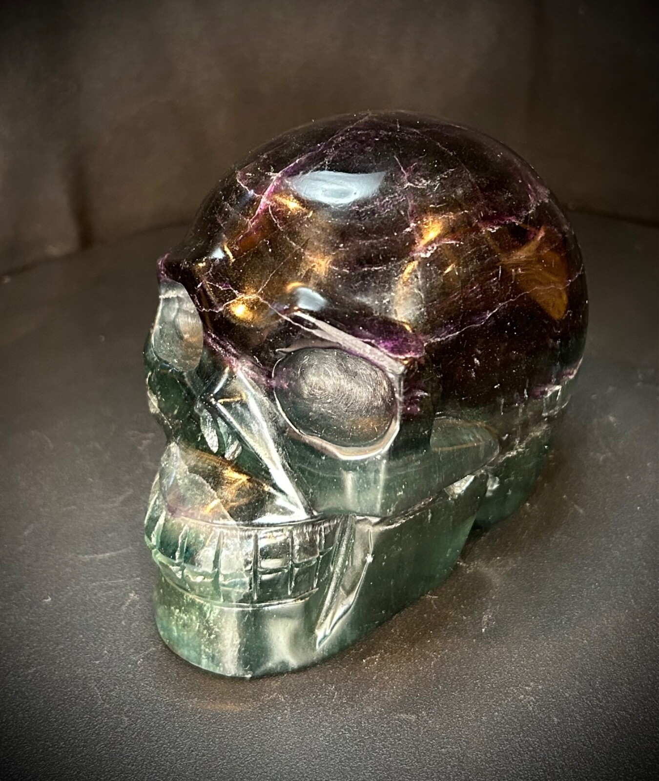 4.5″ Fancy Rainbow Fluorite Skull 2lb 11.8oz