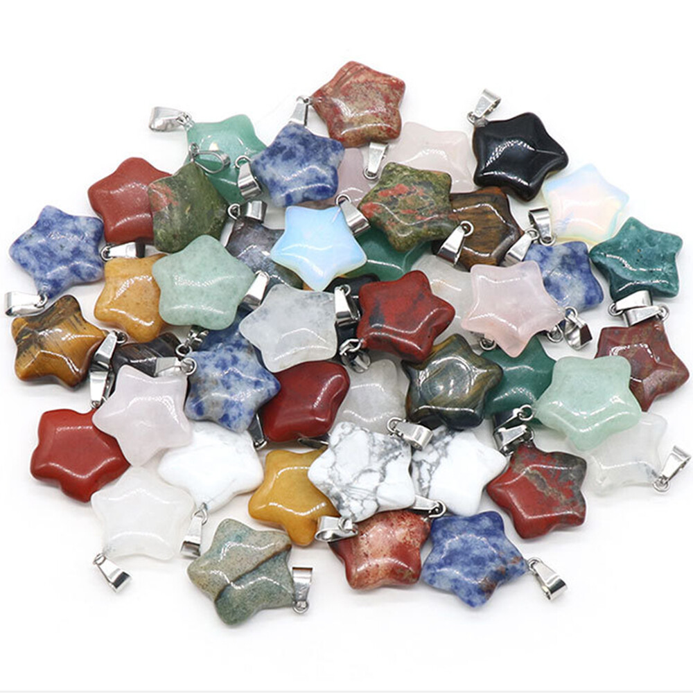 20mm Crystal Star shape Pendant Beads for Jewelry Making Necklace Charm Healing