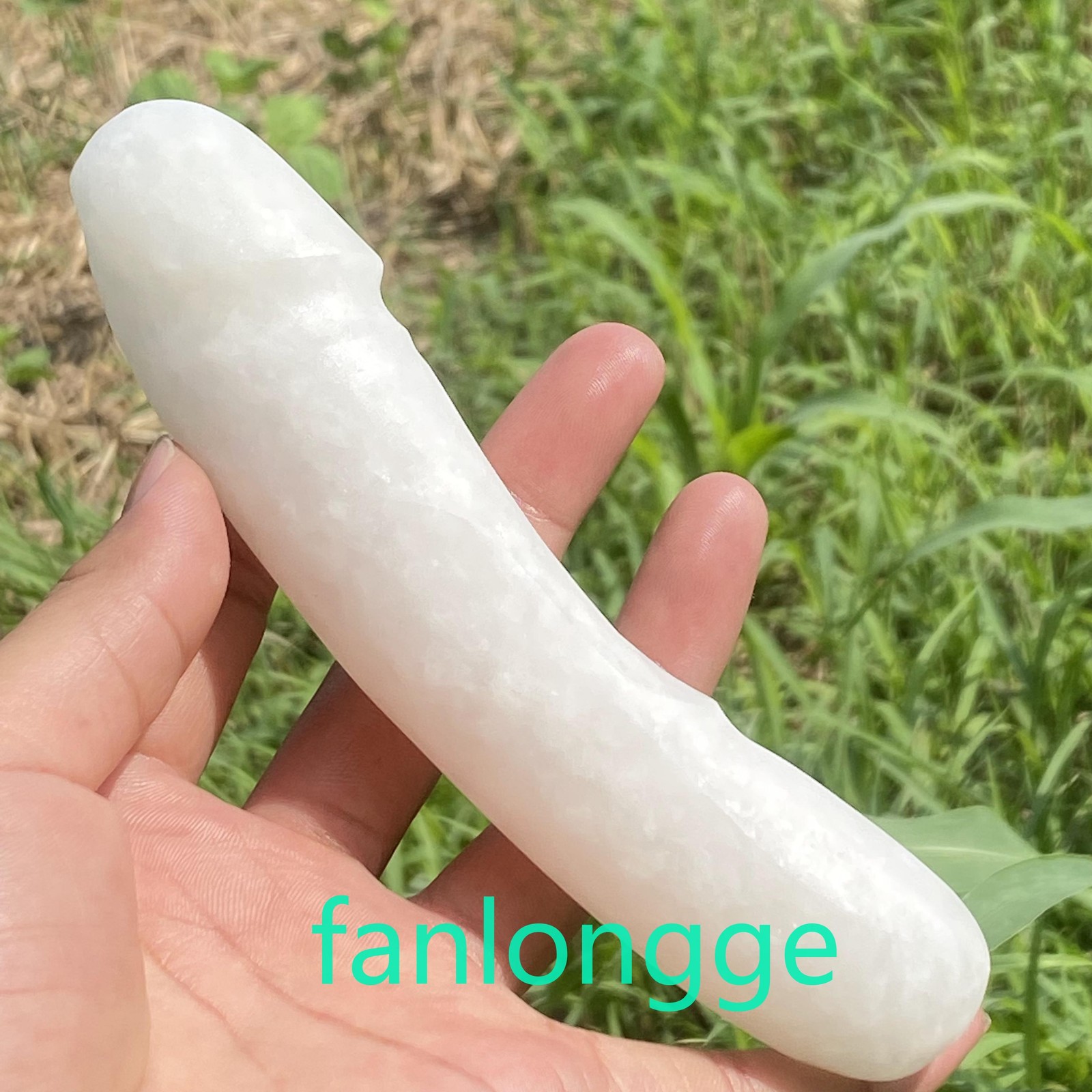 6in Natural White jade Male Penis Quartz Crystal Skull Massager scrub Gem 1PC