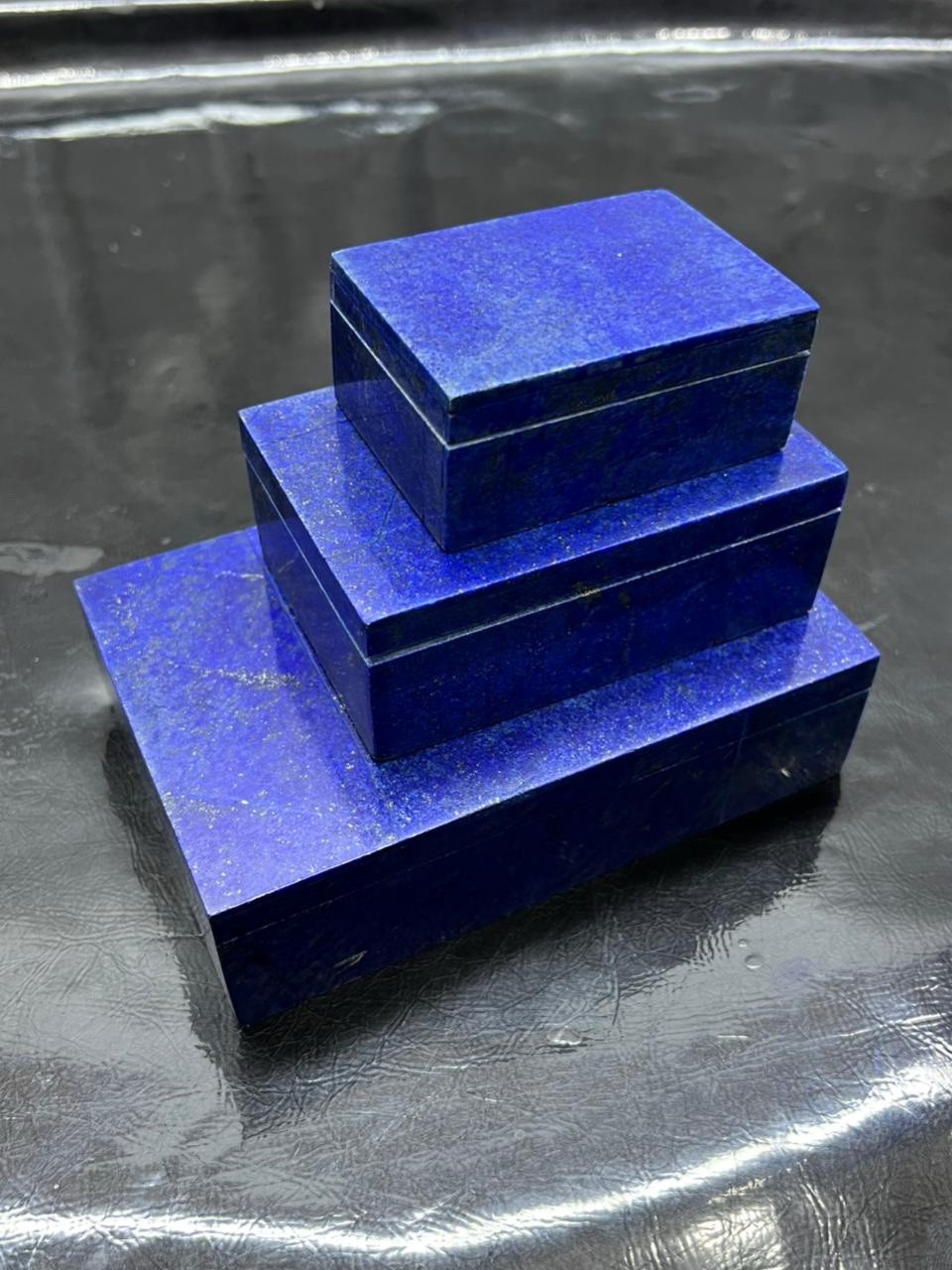 Natural lapis lazuli jewelry box set slightly coloured to enhance beauty