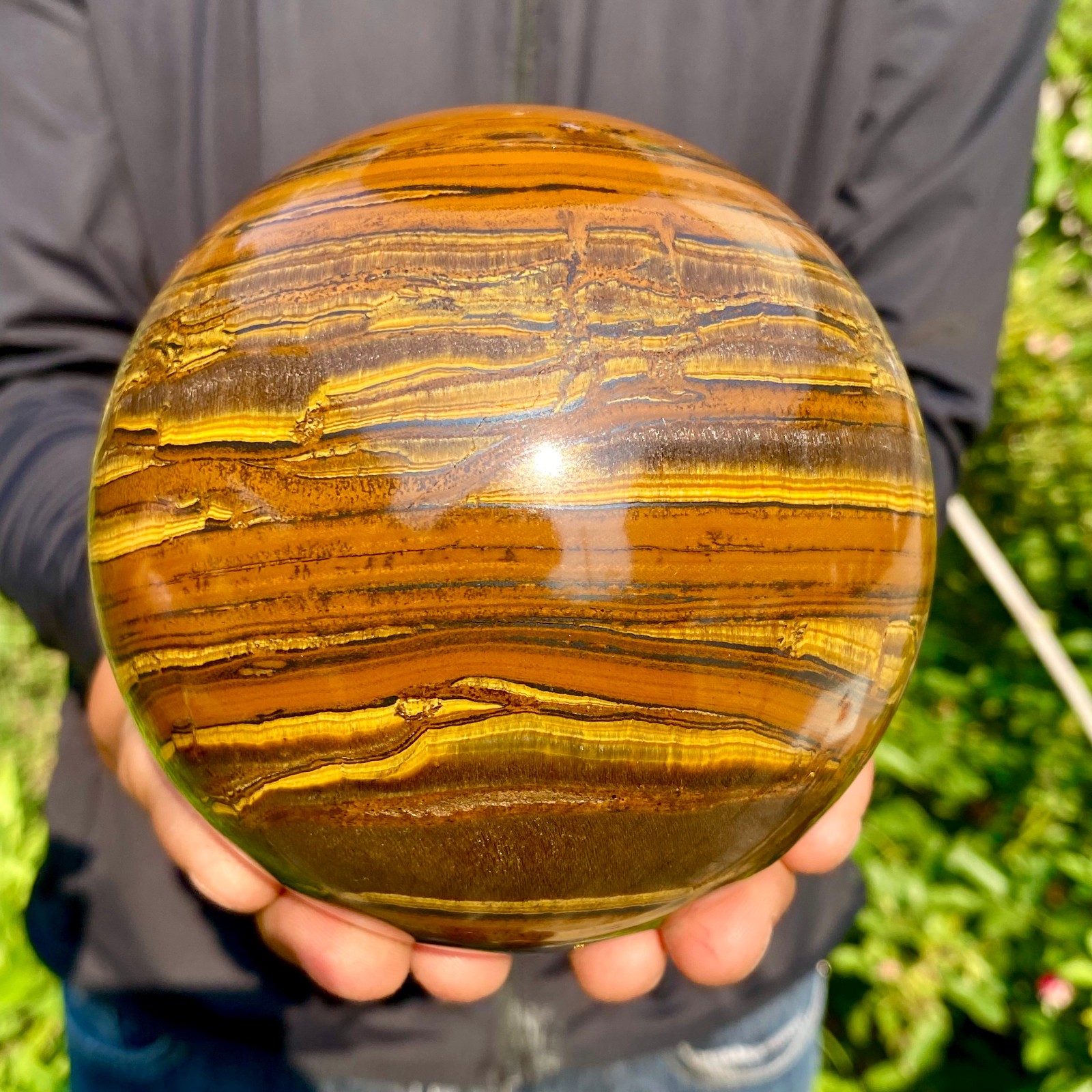 4.82LB Large Natural Tiger Eye Stone Crystal Ball Quartz Healing Sphere Décor