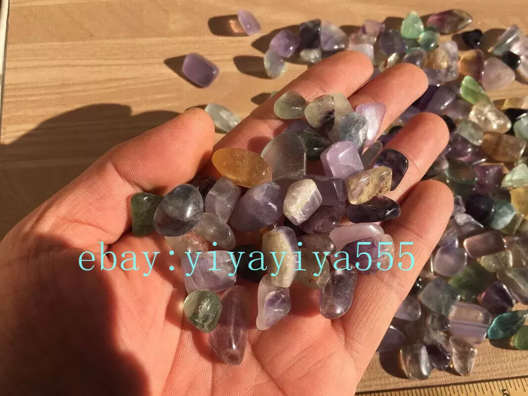 Wholesale 1 lb Tumbled Rainbow Fluorite Gemstone Crystals Gem Chips Crafts DIY