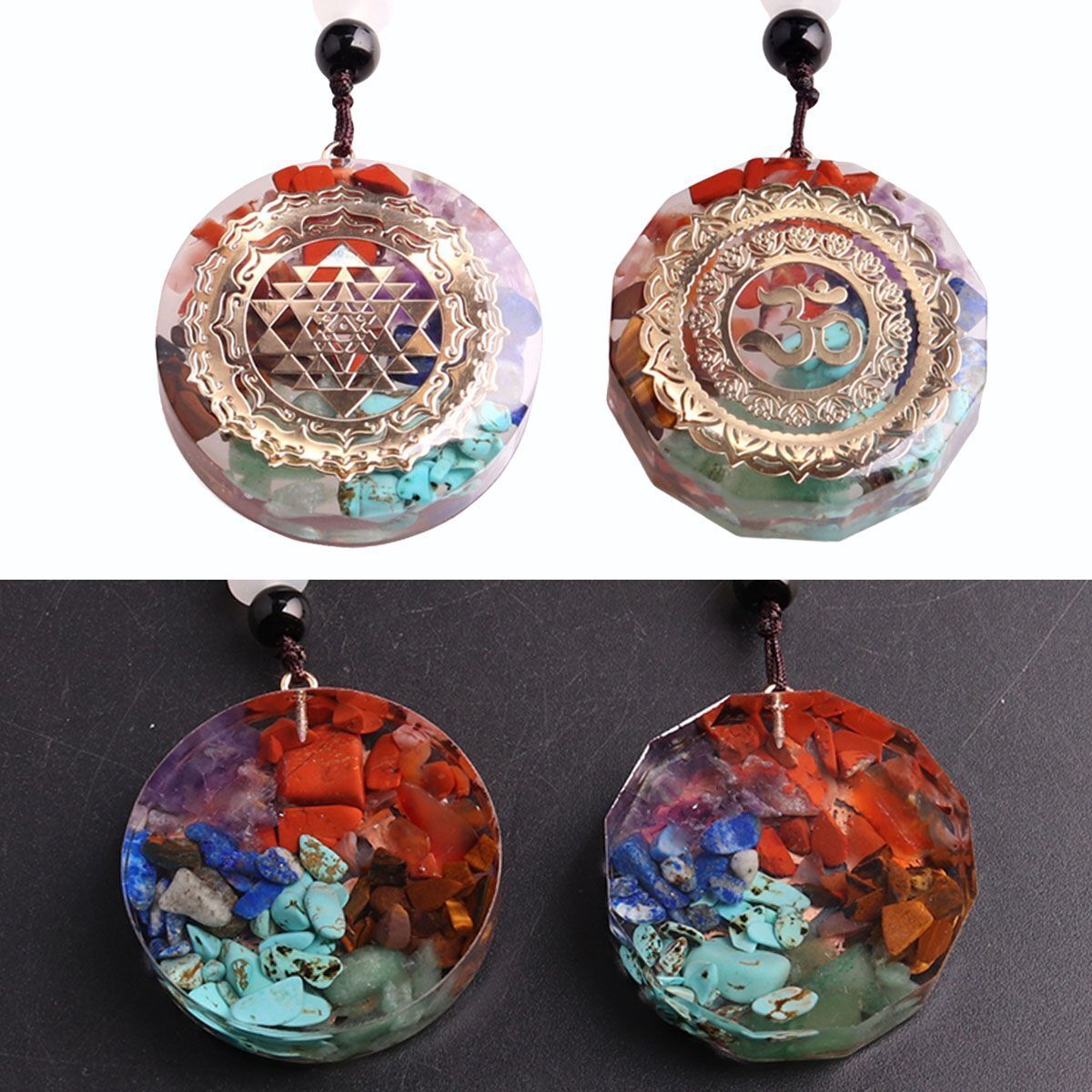 Amethyst Orgonite Pendant Natural Crystal Healing Chakra Energy Orgone Necklace