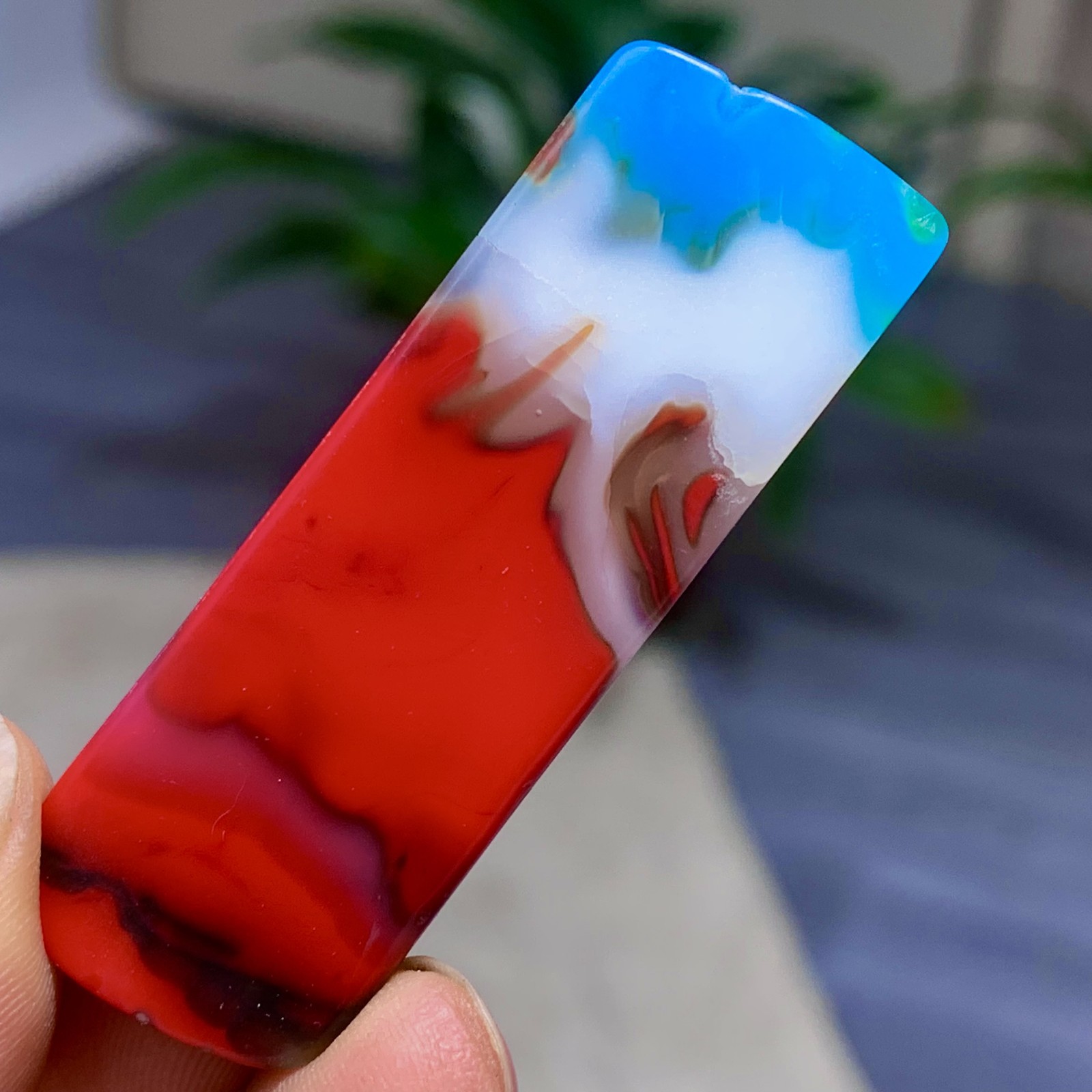27G Natural NanHong Agate block multicolored Pattern Cabochon mineral Crystal