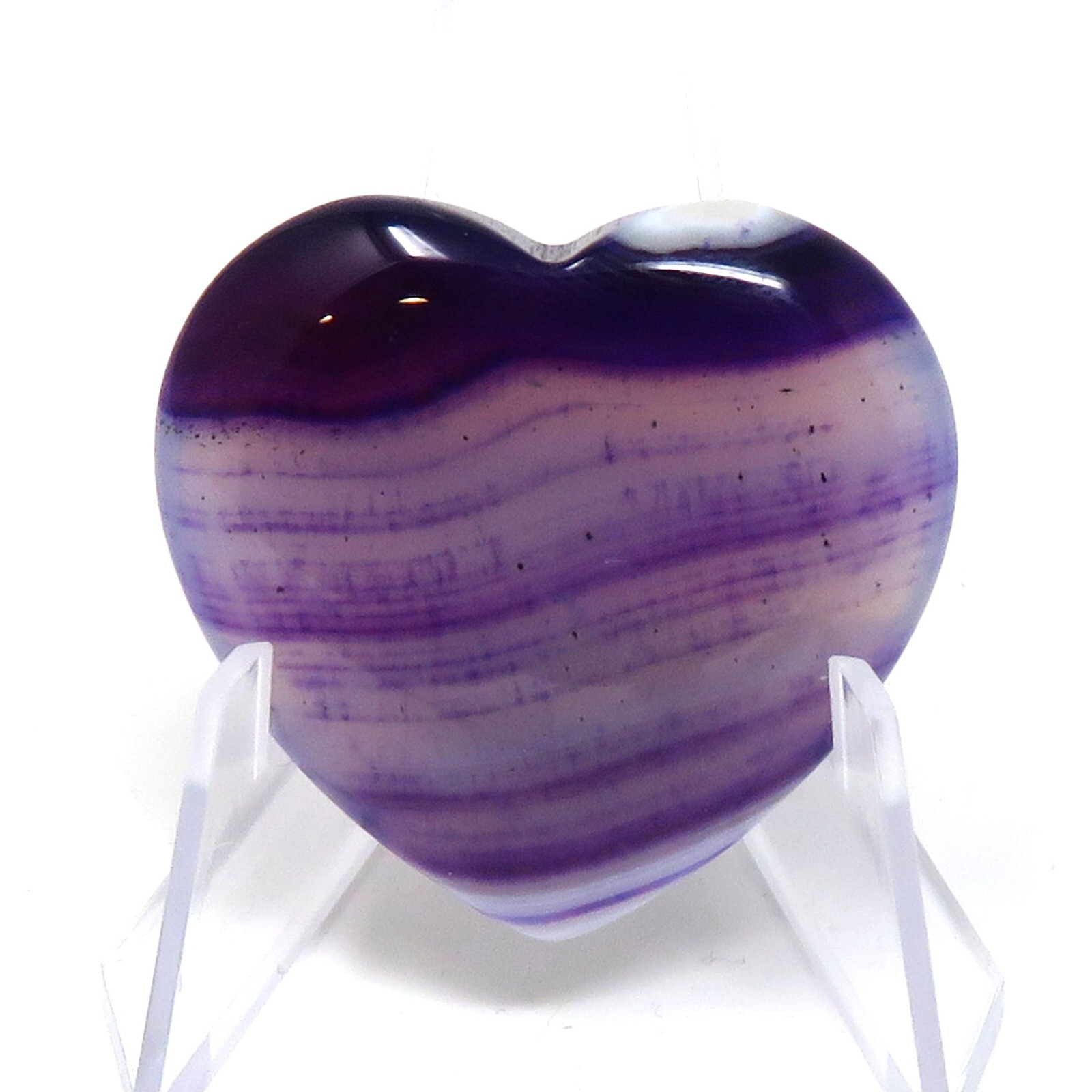 Purple Banded Agate Stone Heart #941 -35mm or 1.37in Valentines Day Love Stone