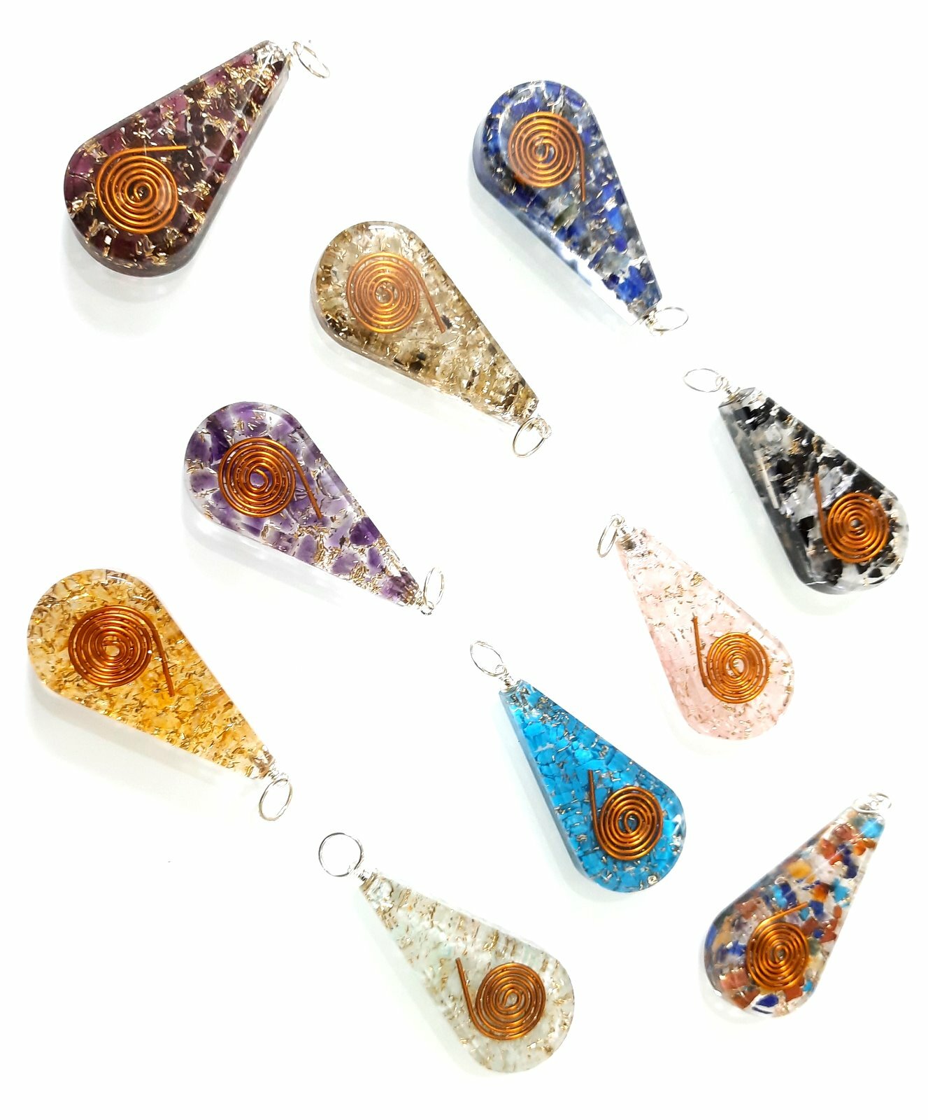 ORGONE PENDANT HEALING METAPHYSICAL CRYSTAL EMF PROTECTION PENDANT NATURAL STONE