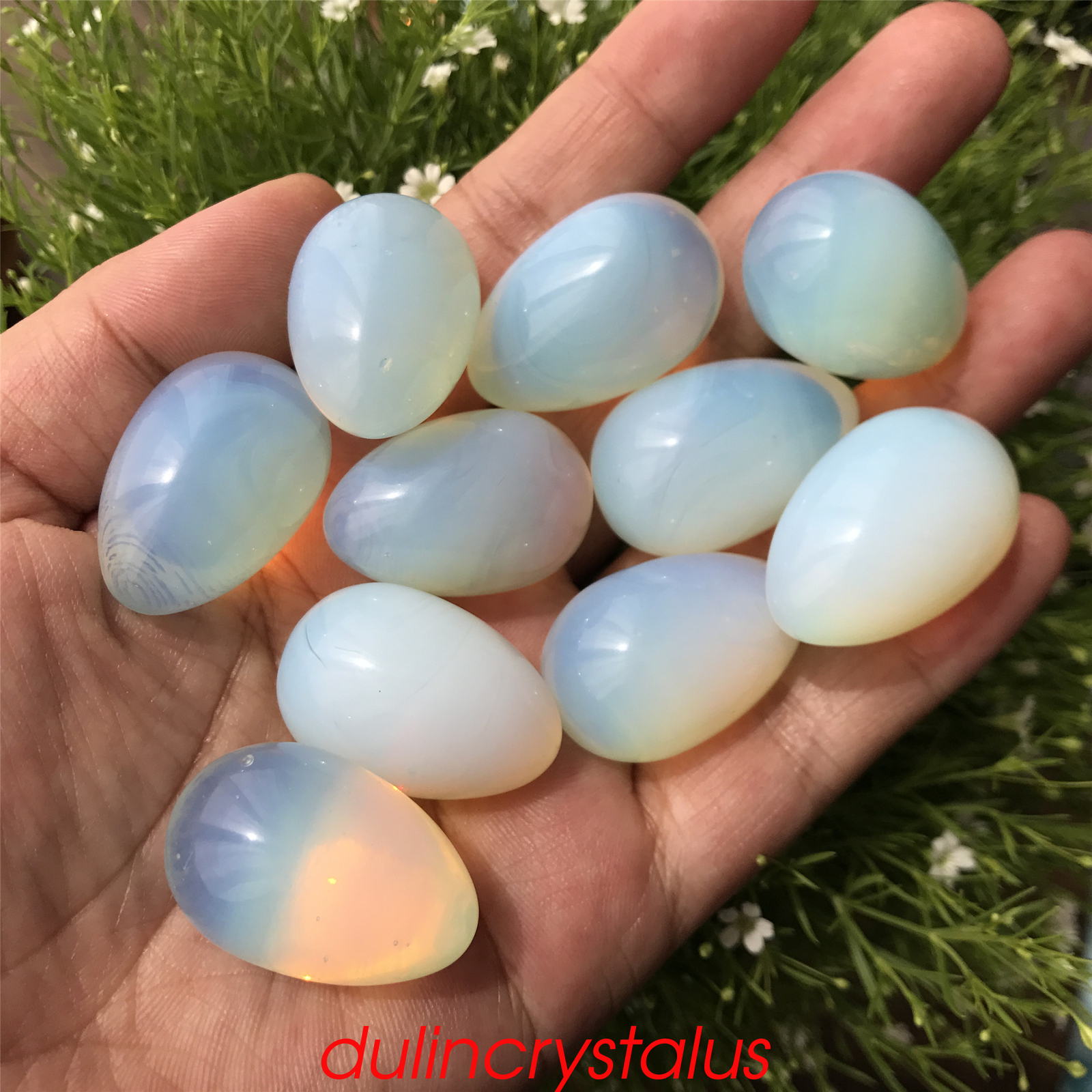 Opalite eggs quartz crystal pendant mineral carved skull reiki healing10pcs