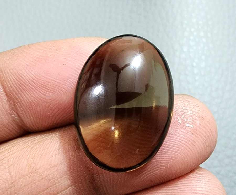 Raw Smoky Quartz 25.6Ct Cabochon Natural Brown Polished Gemstone Collector Piece
