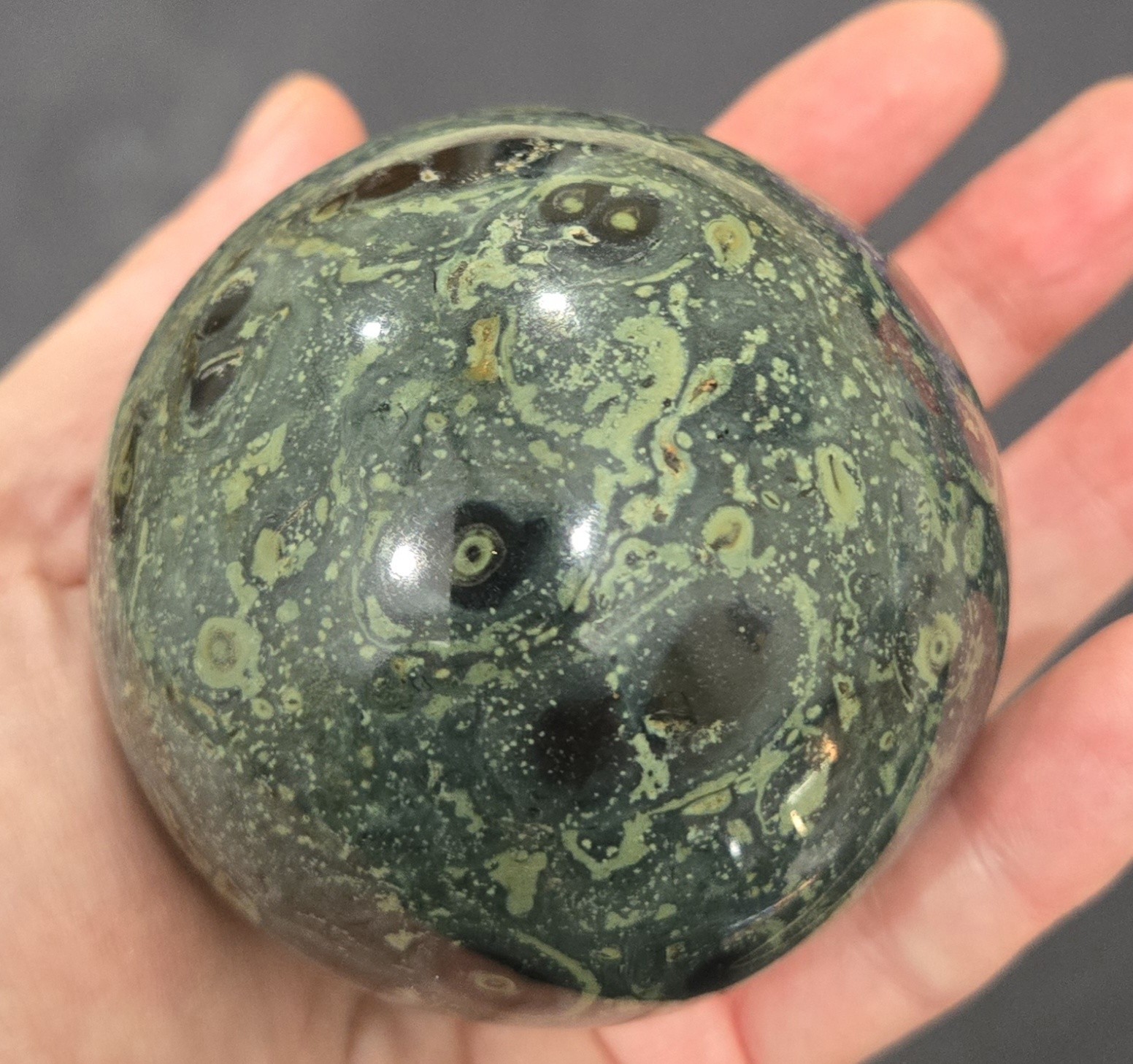 Large Kambaba Jasper Sphere Crystal Ball Natural Crocodile Stone Orb Decor 15oz