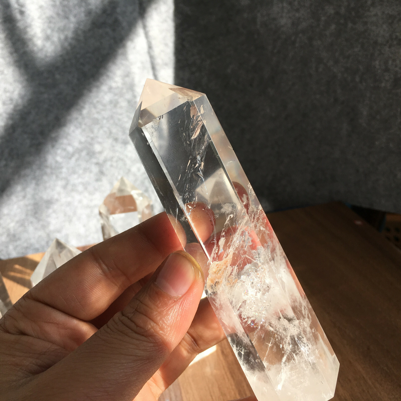 6PCS Natural clear quartz obelisk crystal WAND point healing random