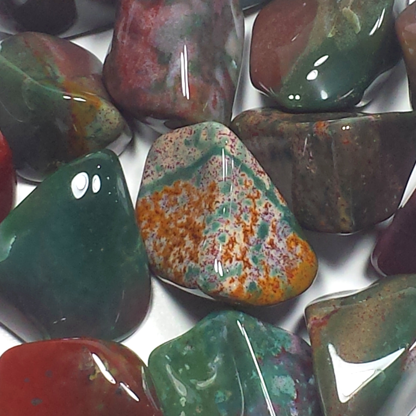 Fancy Jasper Tumbled Polished Crystal Stones, Lot of 8 oz, Avg Size 1.5 Inch