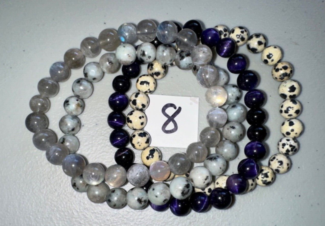 Set of 4 different Quartz Crystal Bracelets 8”, Metaphysical,Jewelry,Gem,Unique