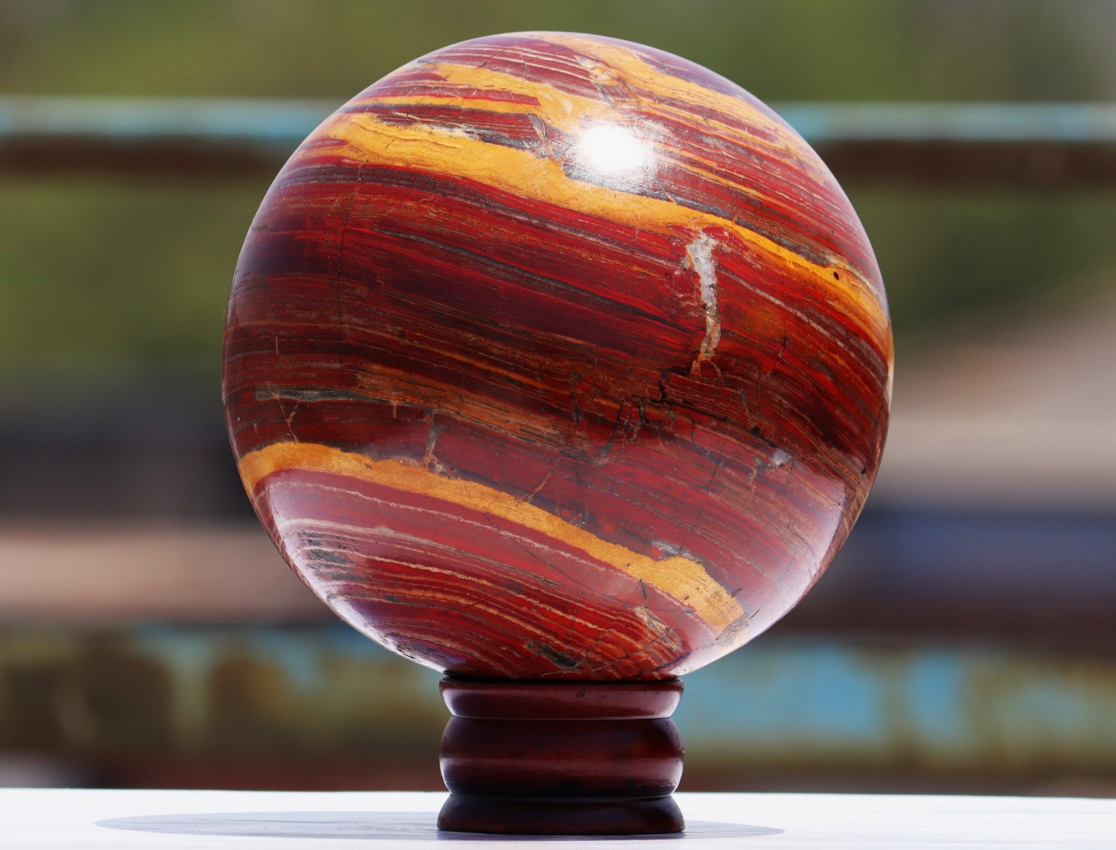 150mm Red Mookaite Jasper Stone Sphere Crystal Ball Healing Decor Reiki Gemstone