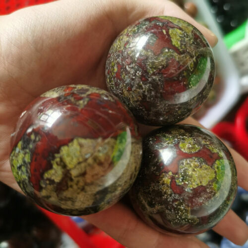 A+ 1PC Natural Dragon Blood Stone Quartz Sphere Crystal Ball Reiki Heal 45mm+