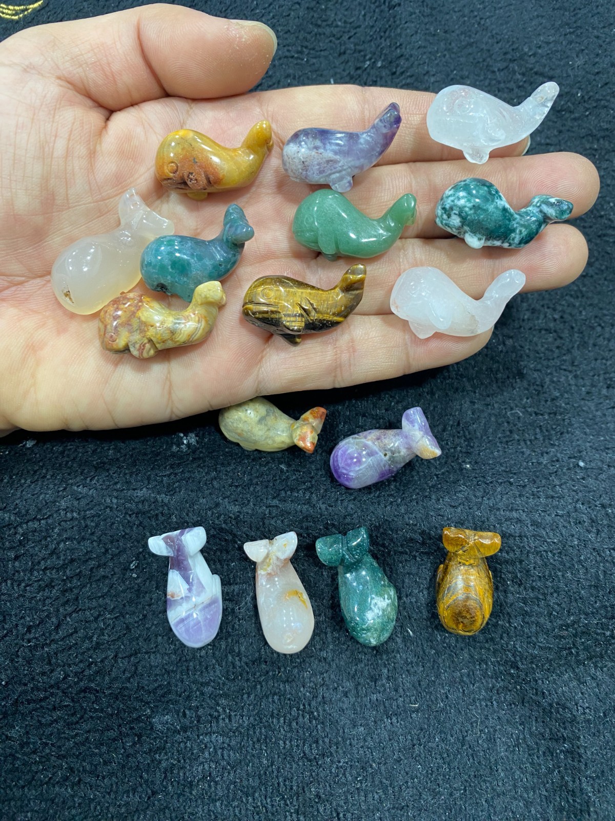 5pcs Natural Mixed Quartz Carved Whale skull Crystal reiki healing Decoration