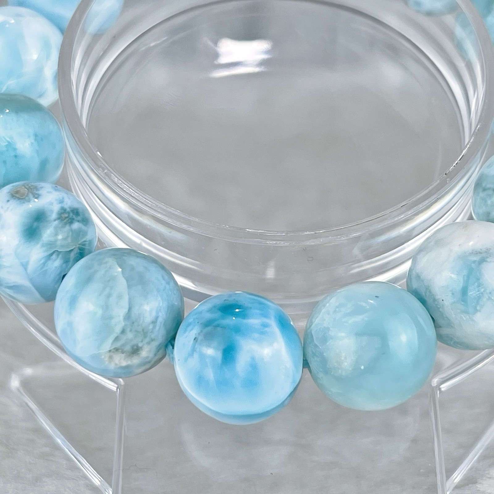 53g Larimar Bracelet Sky Blue, 7 in” 13mm, Dominican Gemstone,