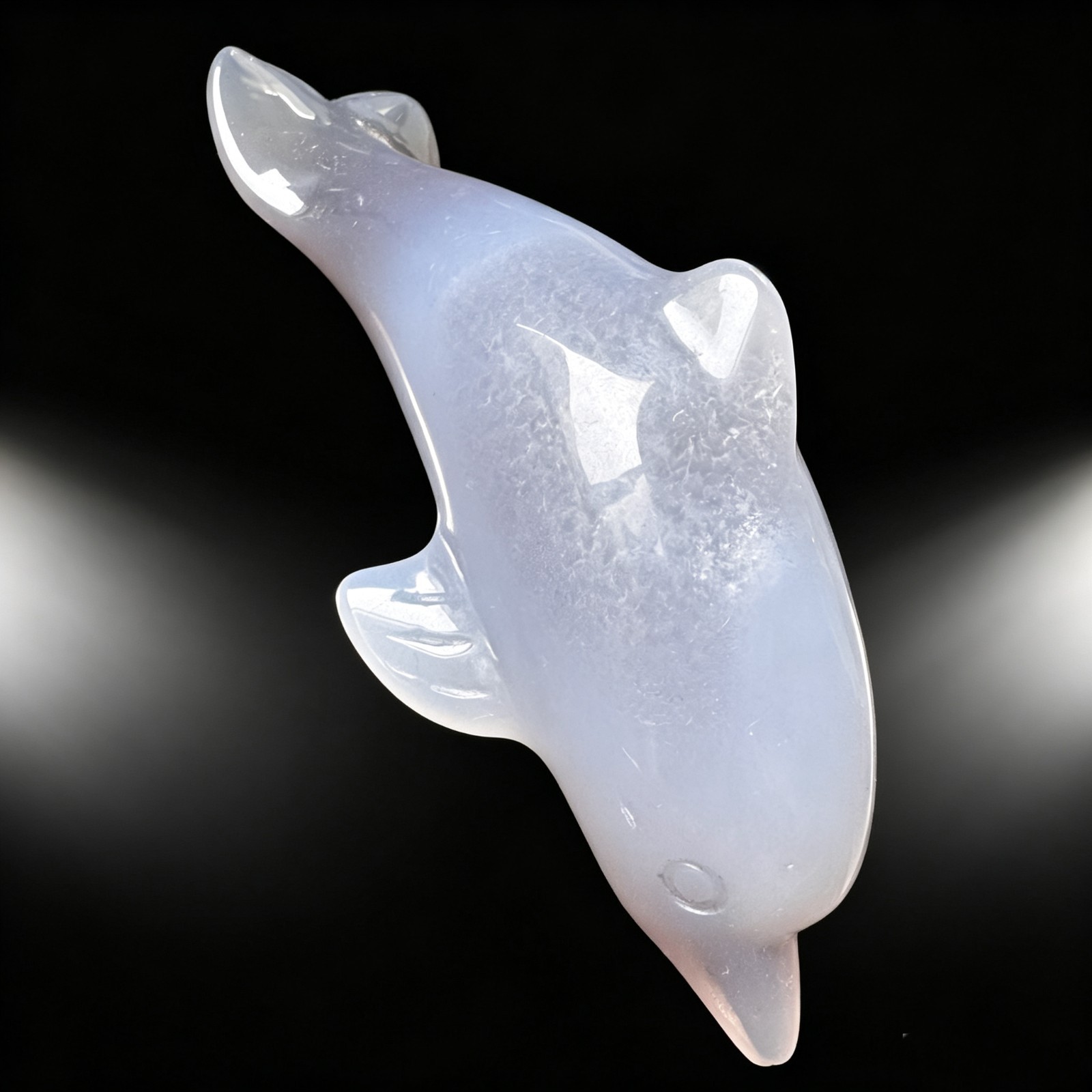 Natural Agate Dolphin Hand Carved Ocean Animal Figurine Sculpture Collectible Ar