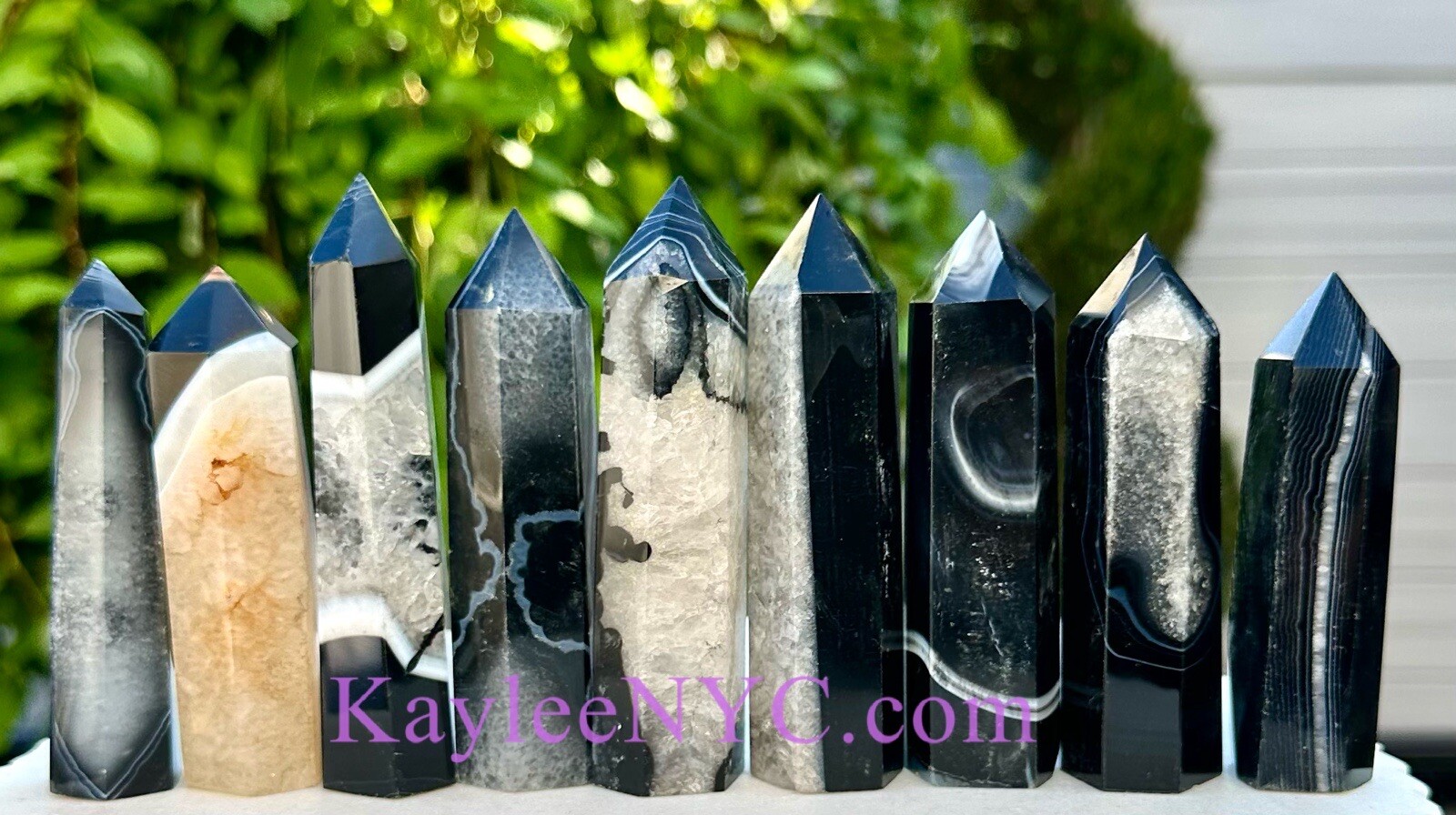 Wholesale Lot 2 Lbs Natural Black Onyx Obelisk Tower Point Crystal