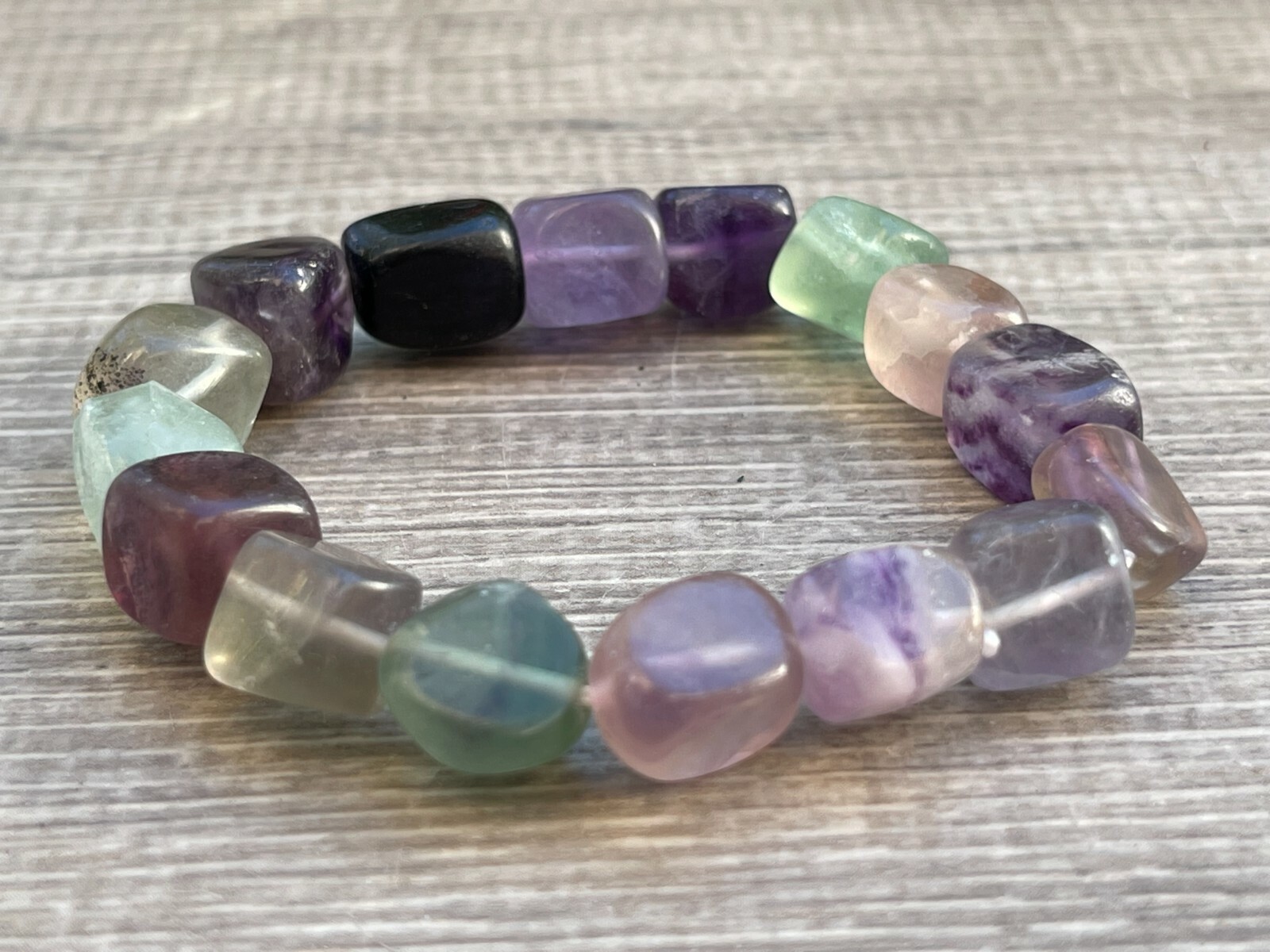 Grade A++ Fluorite Nugget Bracelet, Genuine Fluorite Gemstone Nugget Bracelet