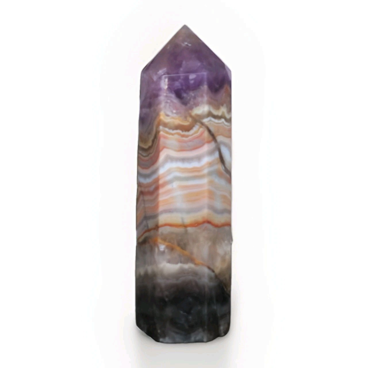 Natural Polished Purple Amethyst w Agate Tower 4.125″ Tall – USA
