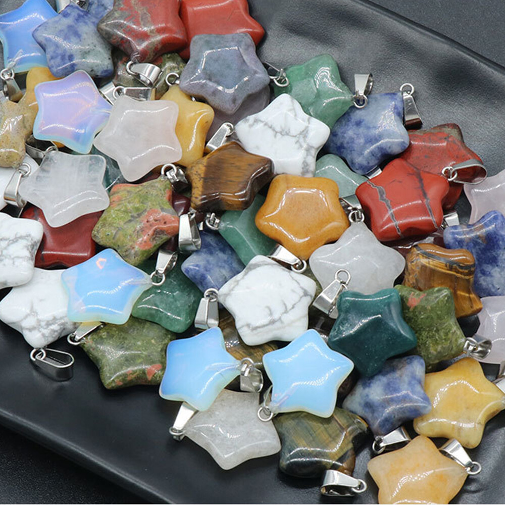 20mm Crystal Star shape Pendant Beads for Jewelry Making Necklace Charm Healing