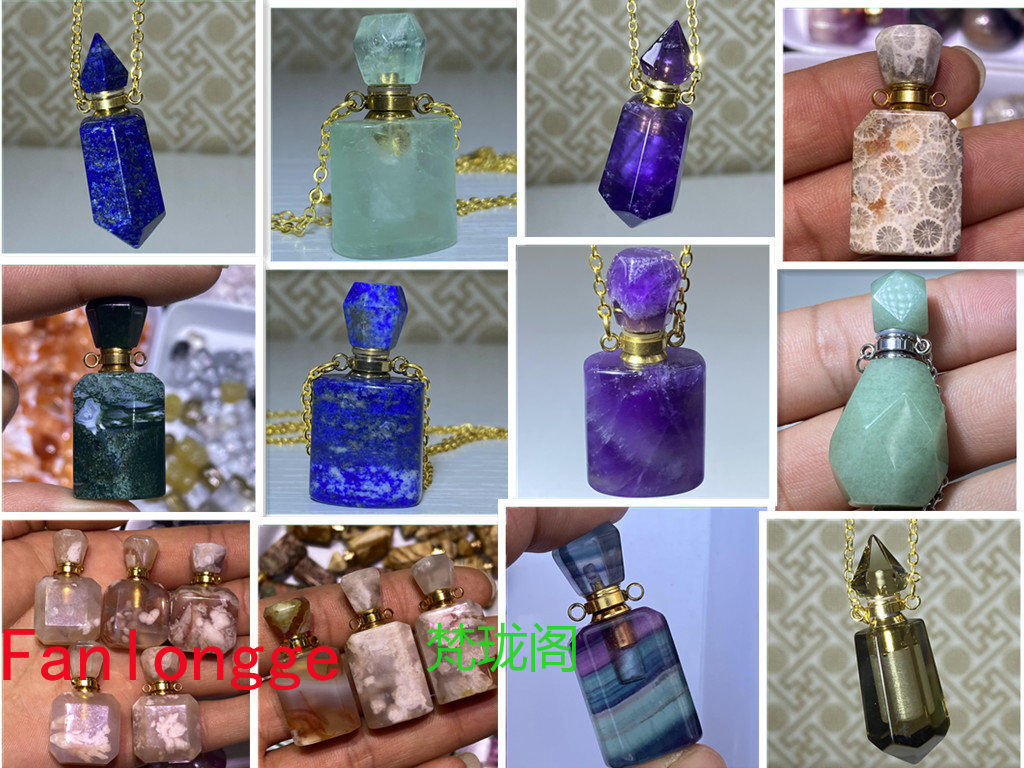 1pc Wholesale Natural Perfume Bottles Quartz Crystal Pendant Reiki Gem Healing