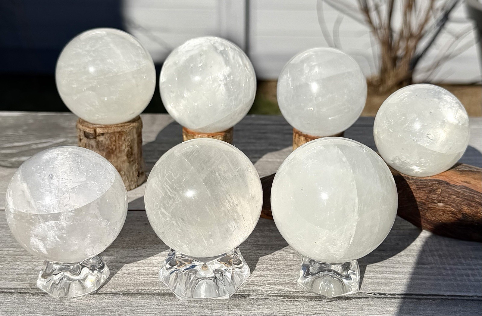 Wholesale Lot 6-7 PCs Natural Calcite Sphere Crystal Ball Healing Energy 3.9-4lb
