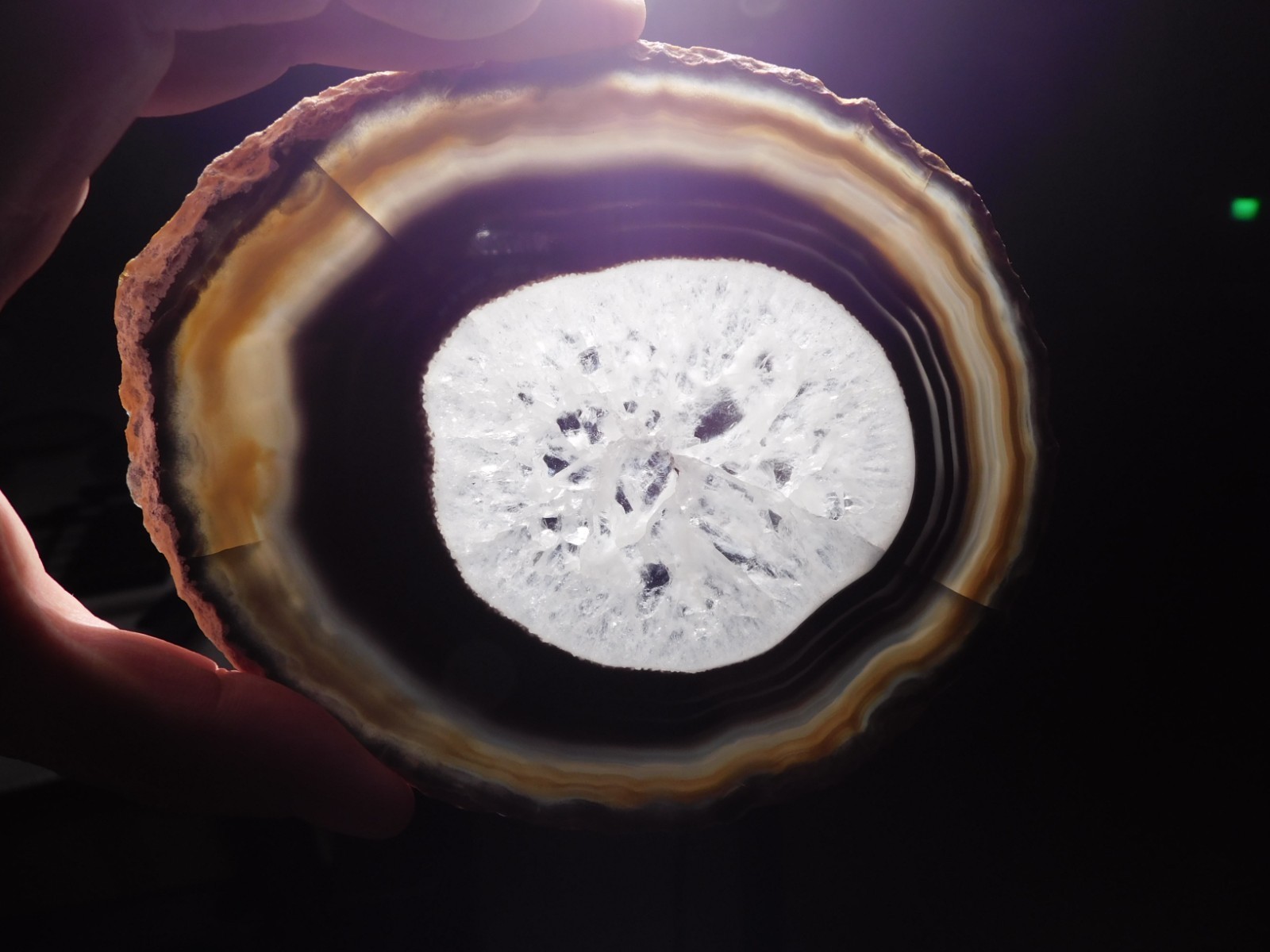Polished QUARTZ Crystal Nodule Slab w/ Banded Agate & Display Stand Brazil 192gr