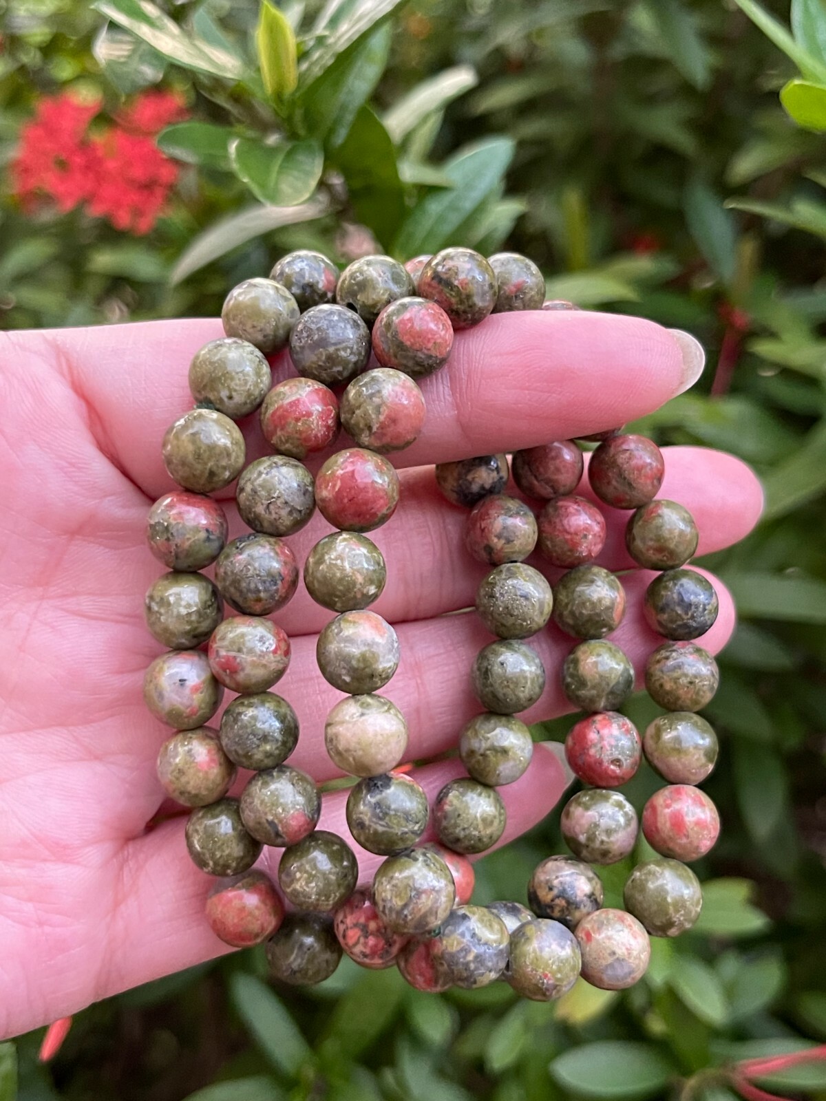 Grade A++ Unakite Bead Bracelet 8mm, Genuine Unakite Gemstone Bracelet, Bulk Lot