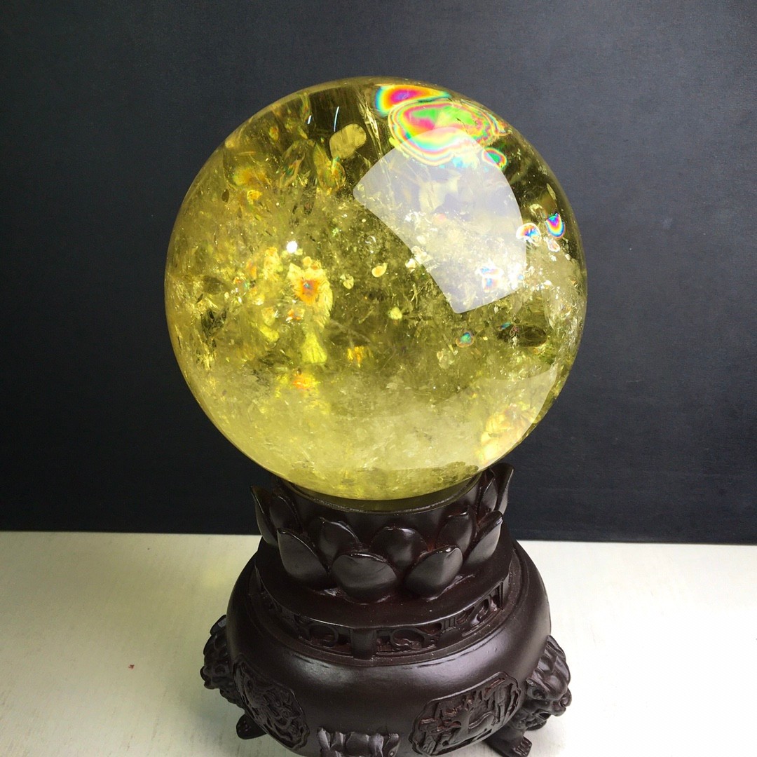 12LBTop Natural Citrine Sphere Quartz Crystals Reiki Ball Gems Decorate Gift
