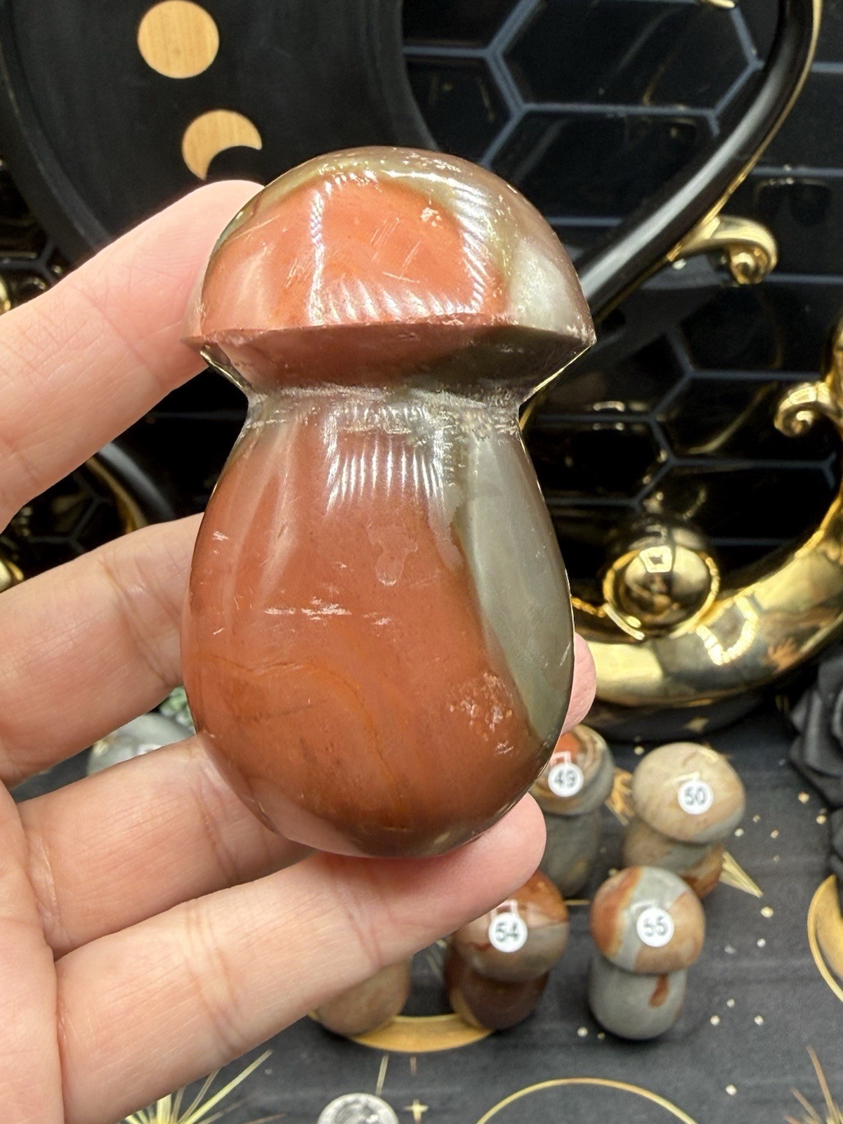 Natural Polychrome Jasper Mushrooms Carvings Free shipping