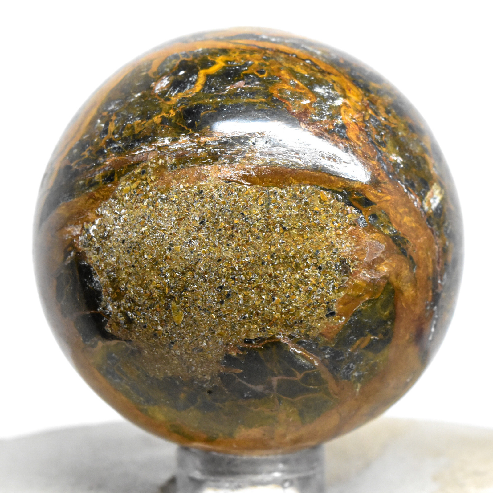 44mm Golden Nellite Sphere Natural Pitersite Mineral Chatoyant Crystal – Africa