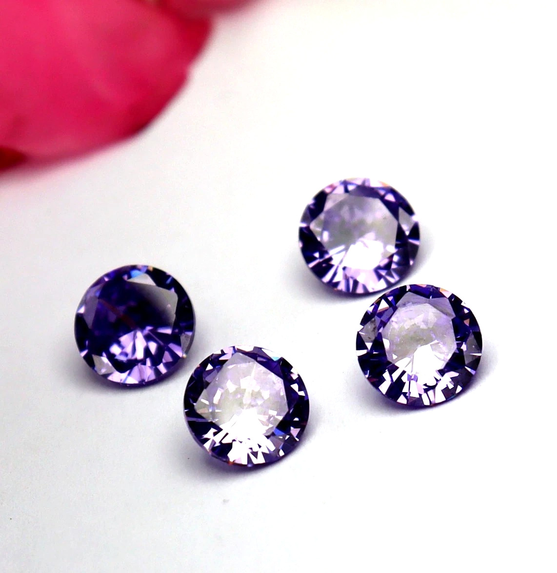 5-6 Ct GGI Certified Natural Purple Amethyst Round Cut Loose Gemstone ,4 Pcs
