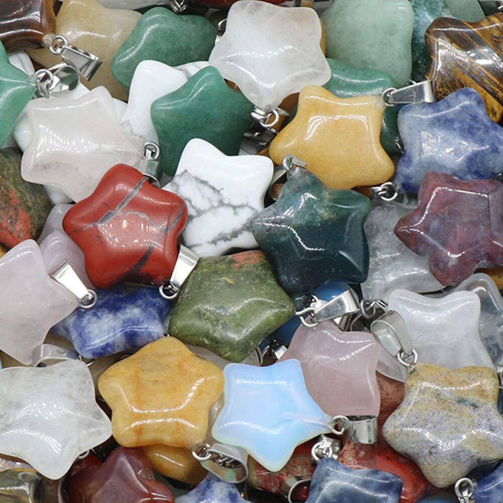 20mm Crystal Star shape Pendant Beads for Jewelry Making Necklace Charm Healing