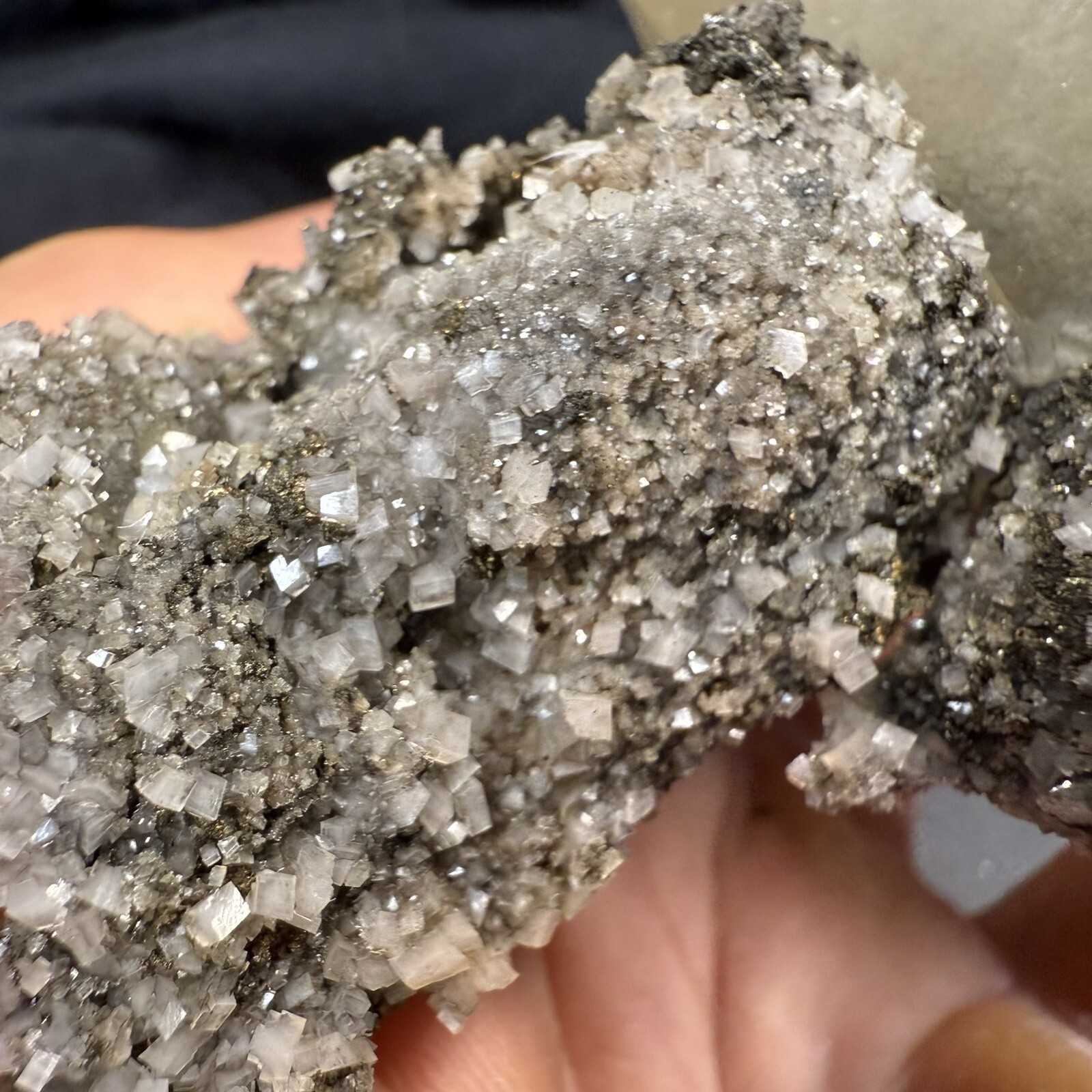 Phantom Calcite Crystal on Chalcopyrite Pyrite Dolomite on Matrix / Missouri