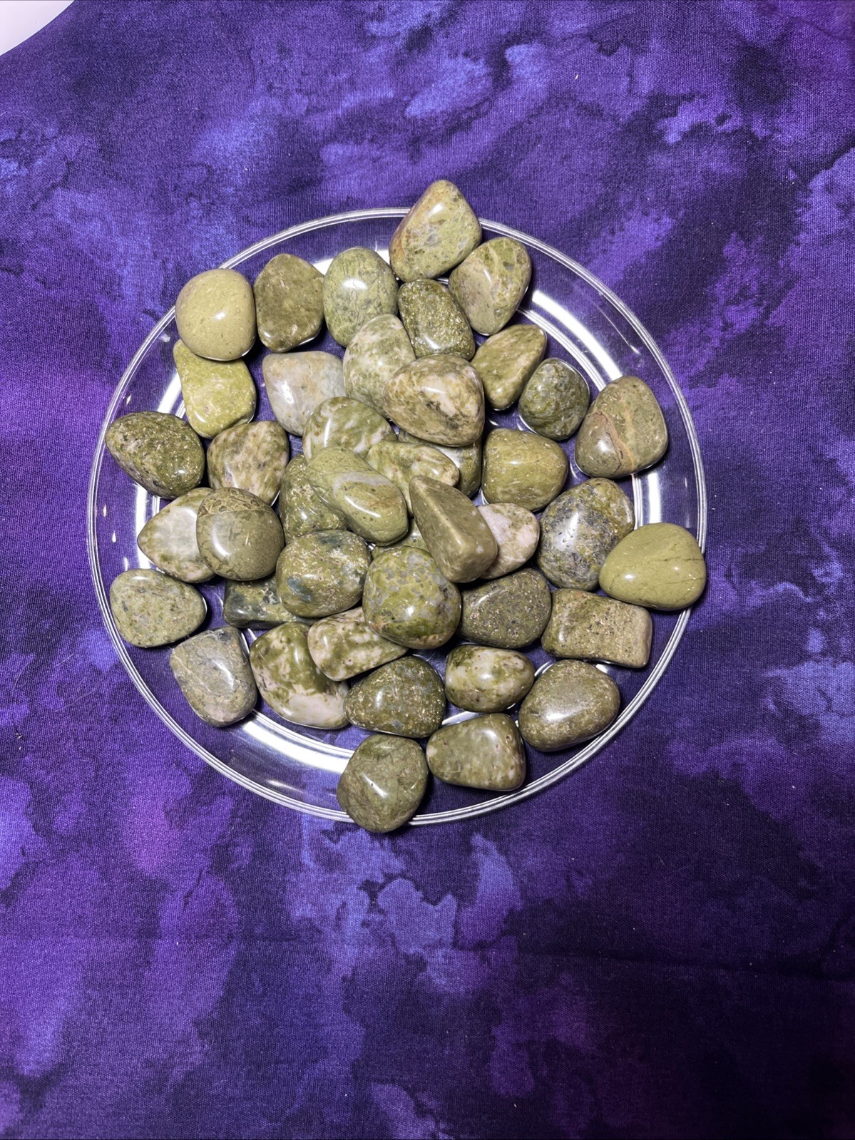 Green Epidote tumbled and polished minerals (bulk ~14.5 oz)