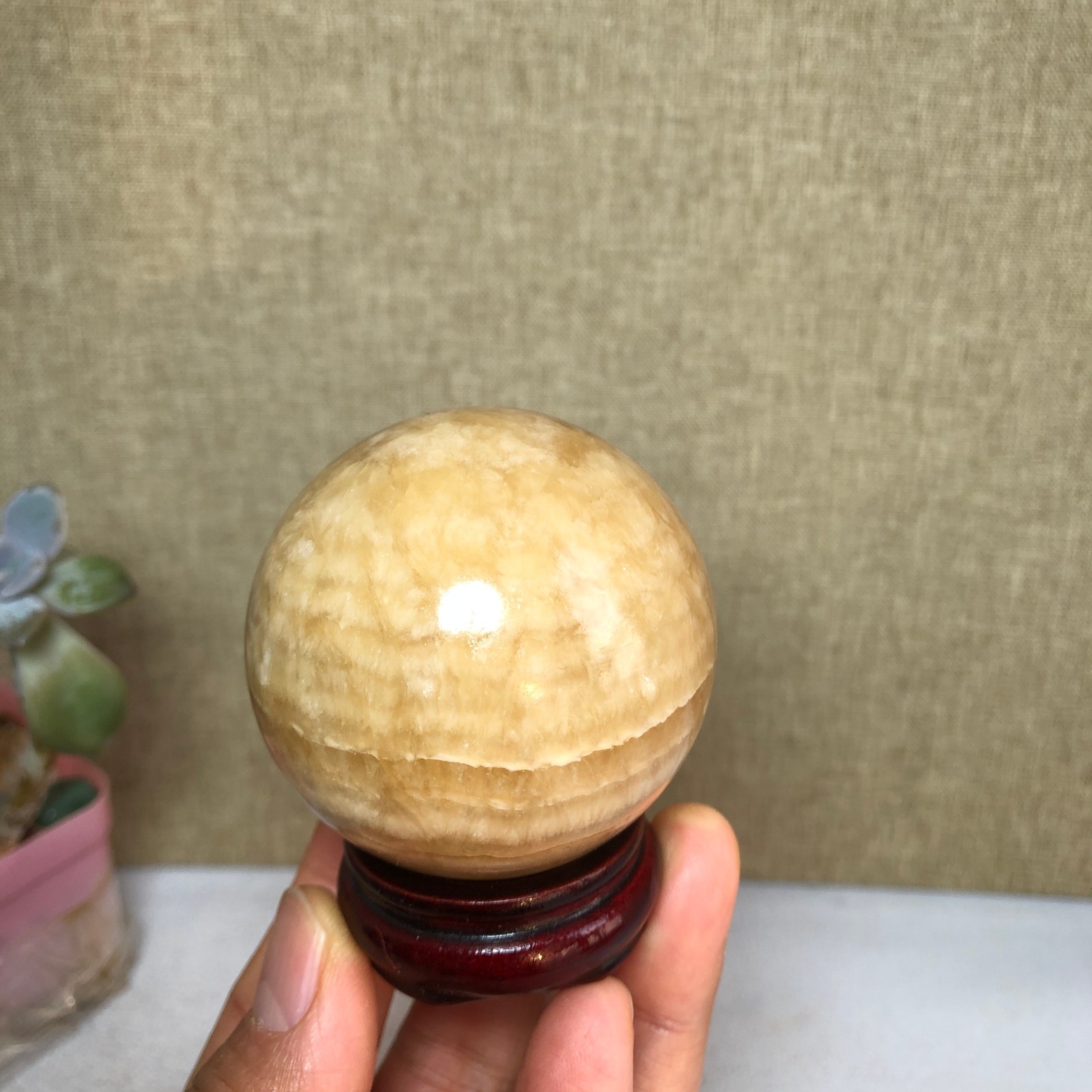 51mm Rare Natural yellow jade Semi-precious crystal Ball sphere 192g A2331
