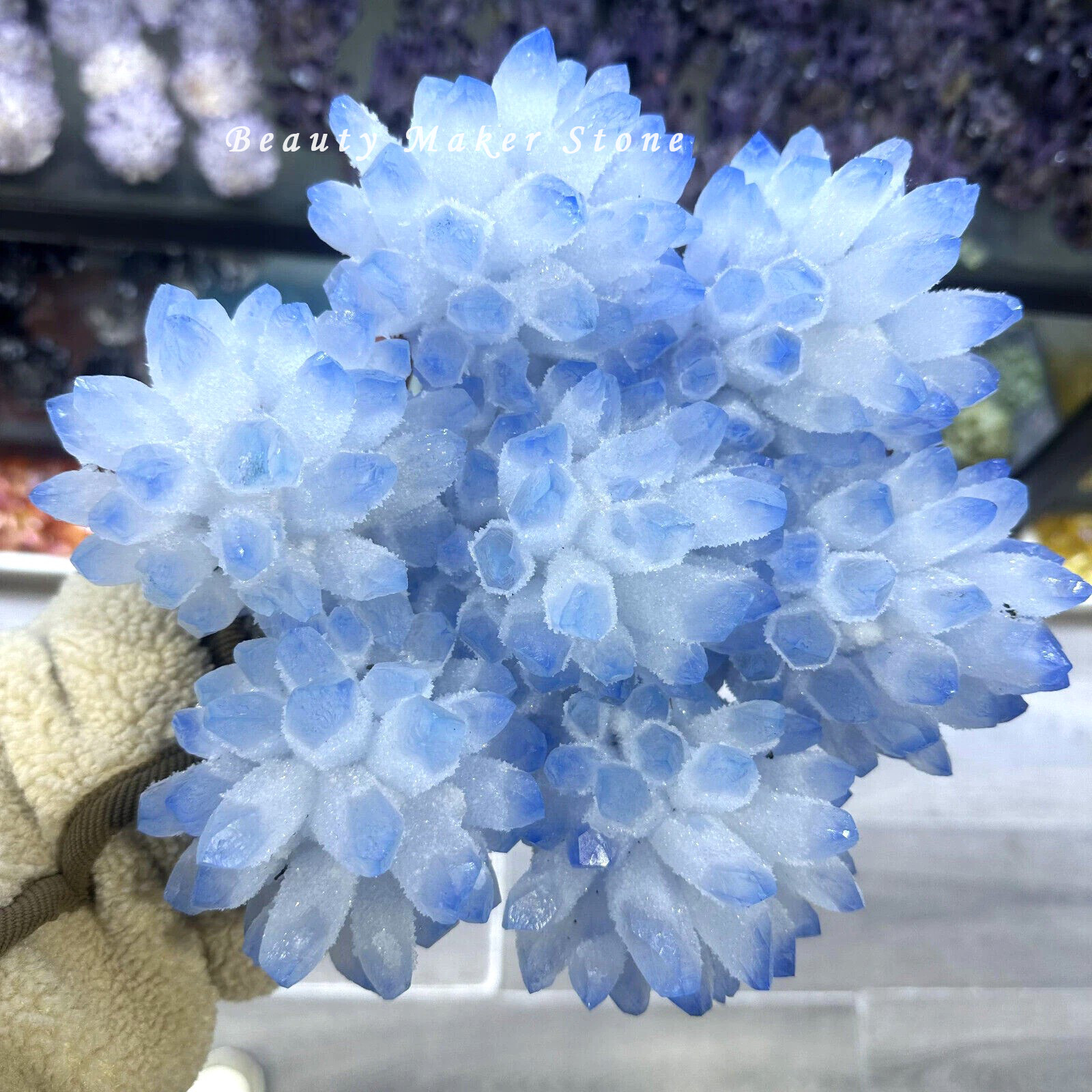 350G New Find Blue Phantom Quartz Crystal Cluster Mineral Specimen Healing Gift