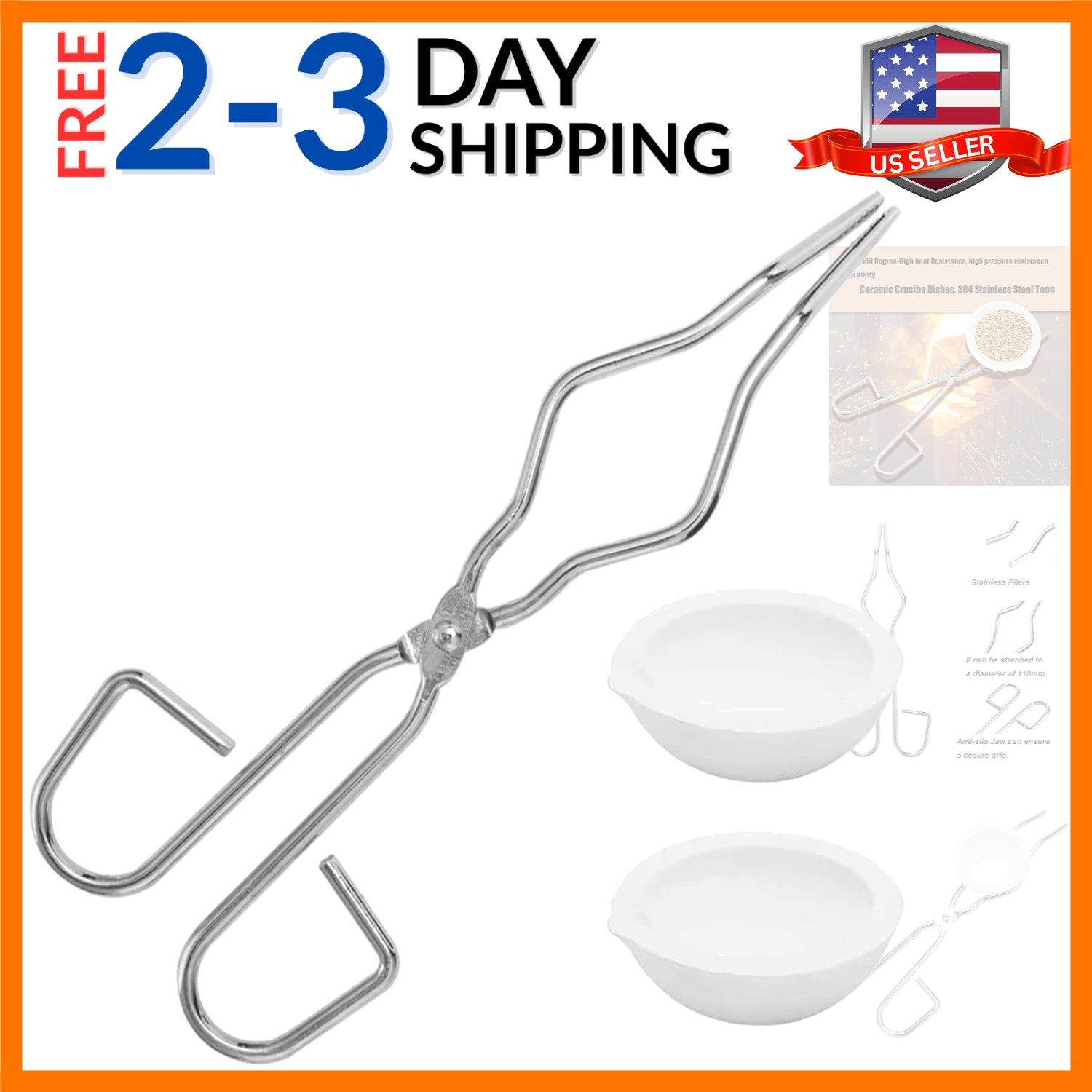 LTKJ 2pcs Smelting Bowl Dish 150g Crucible Melting gold-silver + 25cm Crucibl…