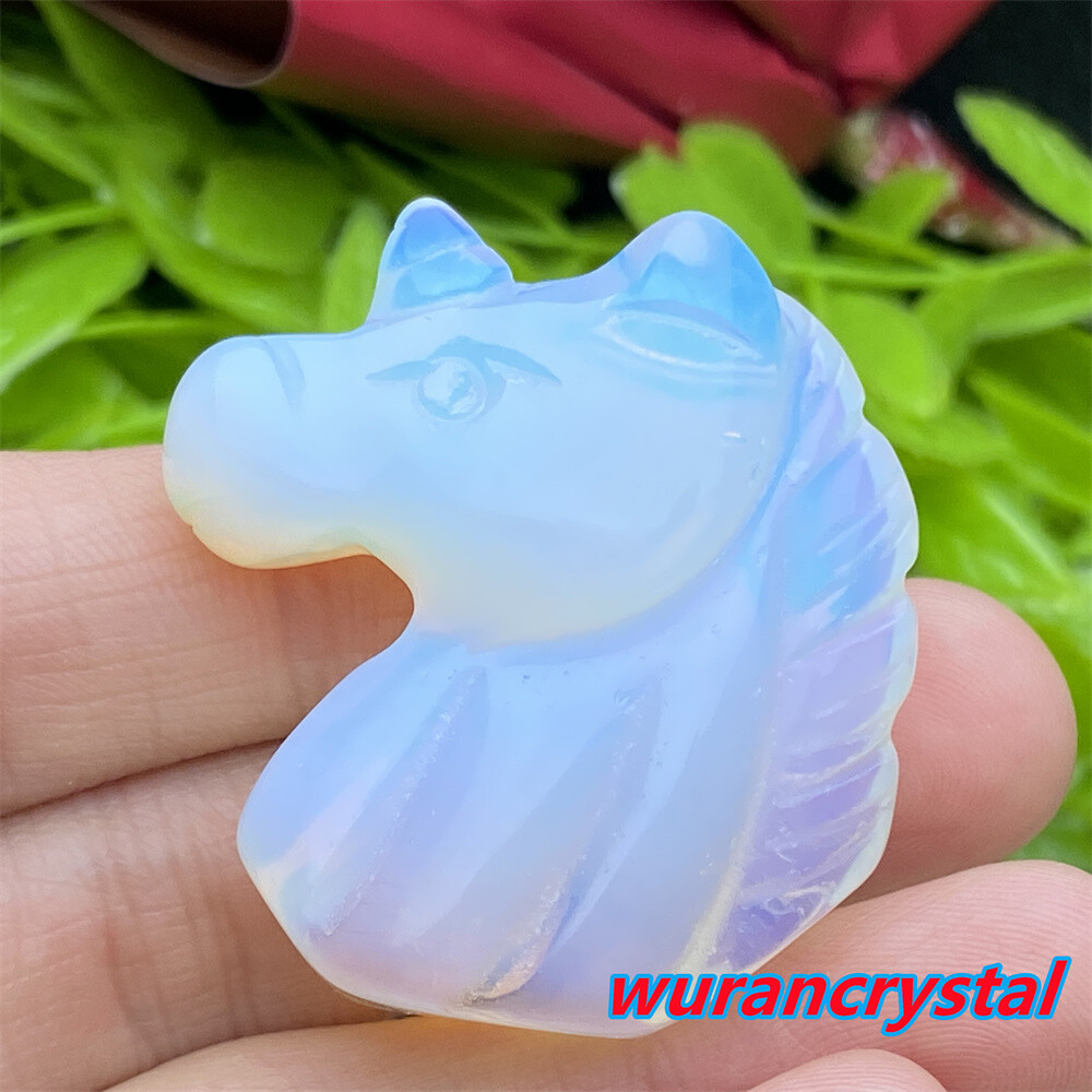 1pc Opalite Unicorn skull Quartz crystal Skull Carved gem Reiki healing 1.5”