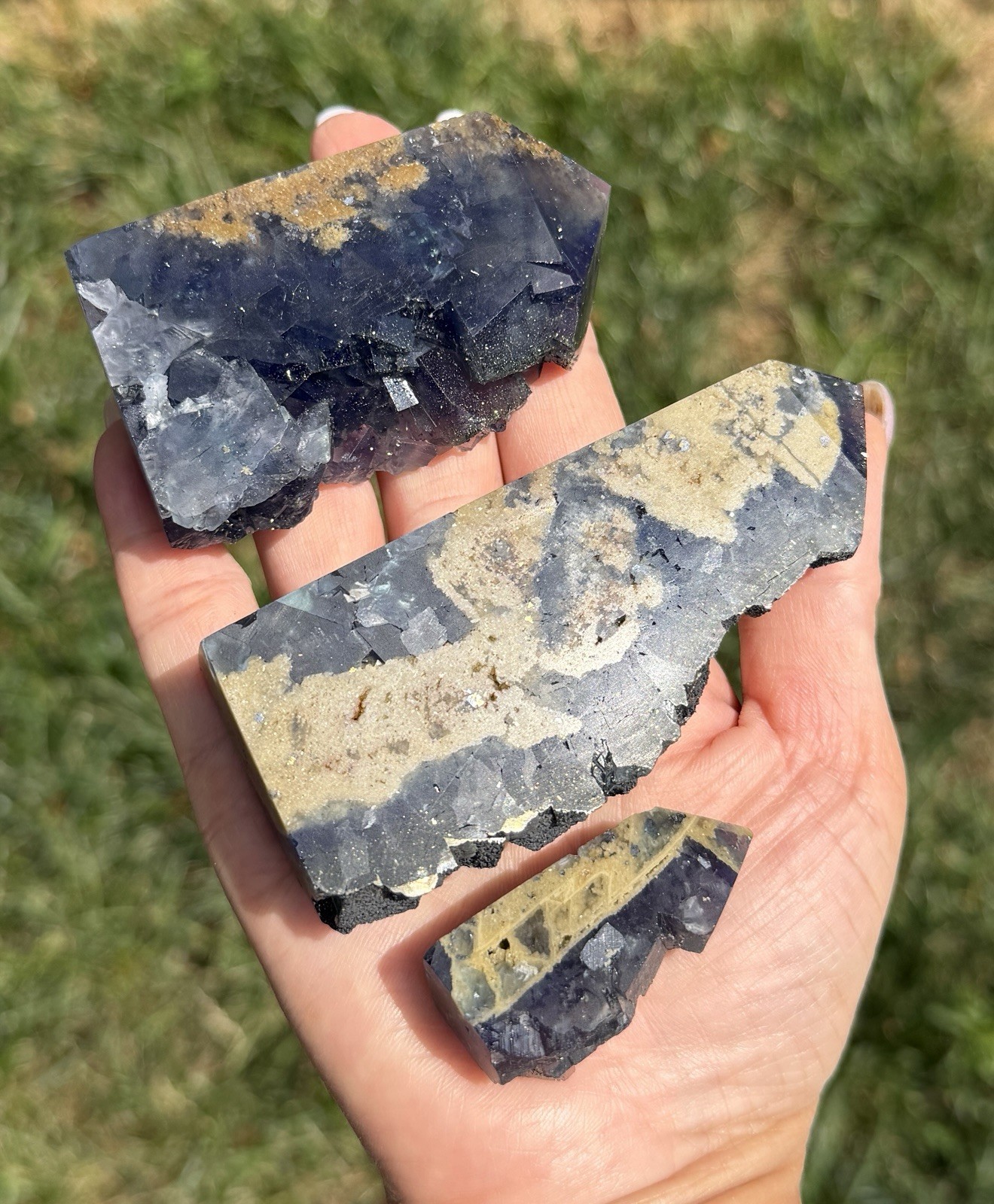 Wholesale 2 Lbs Blue Cubic Fluorite With Pyrite Tower Natural Crystal Energy