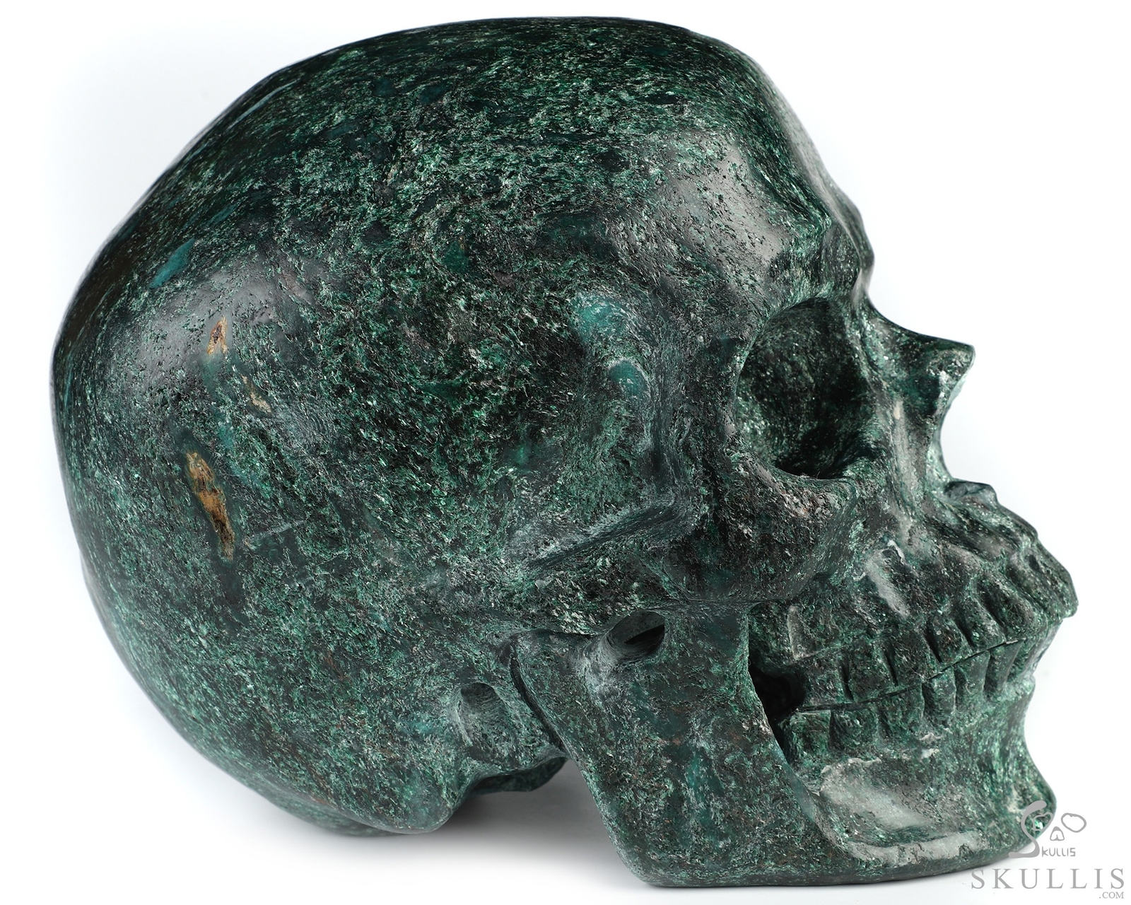 Super Realistic! Lifesized 7.0″ Chlorite Schist Hand Carved Crystal Skull